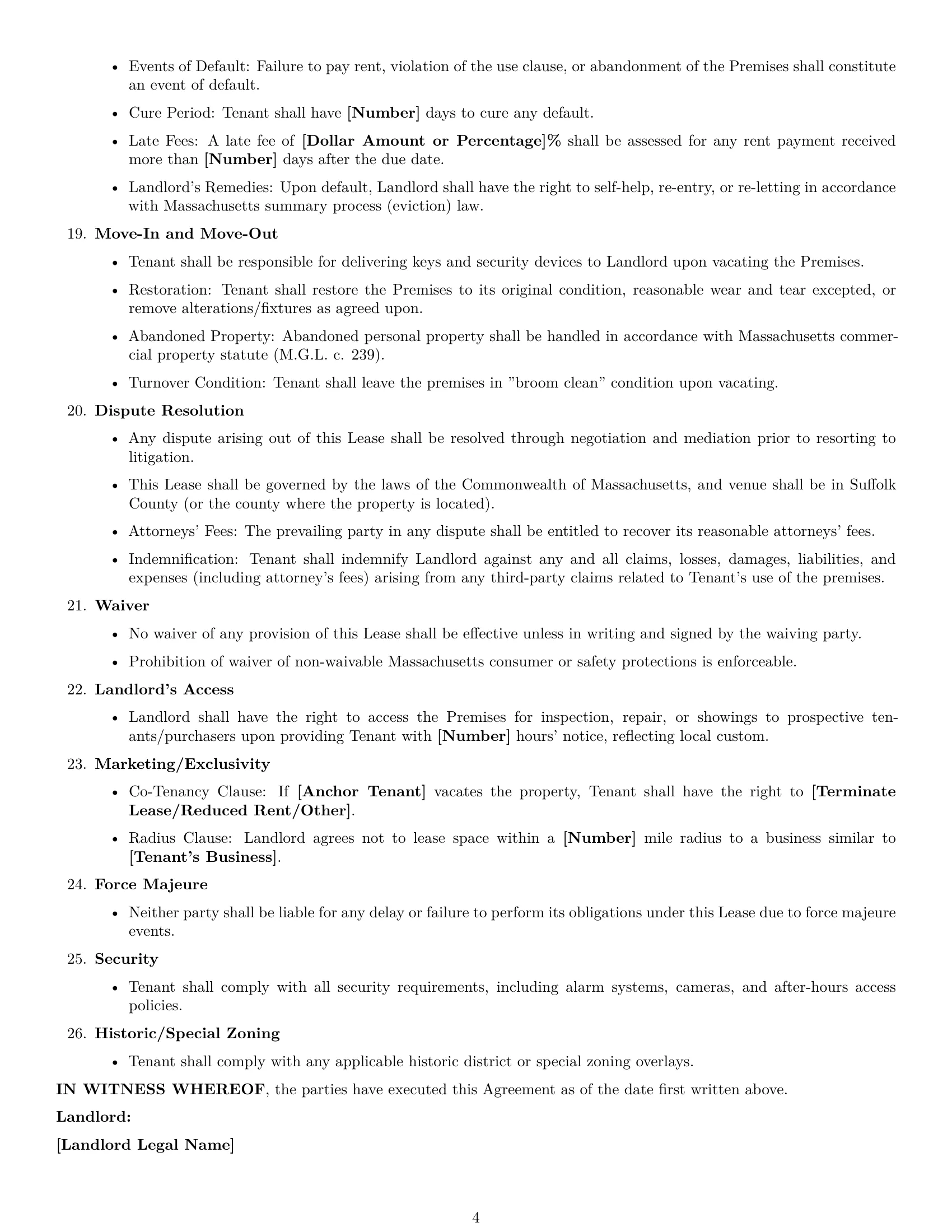 Preview page 4 of Free Massachusetts retail lease agreement template