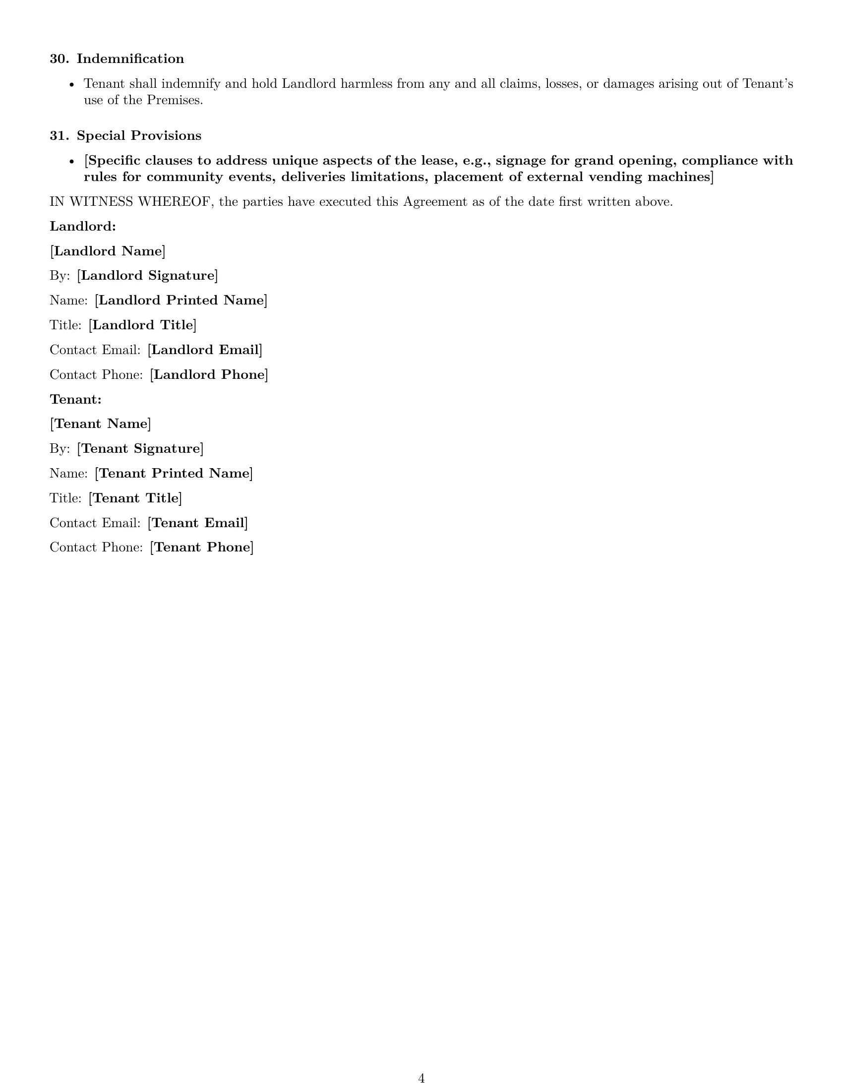 Preview page 4 of Free Michigan retail lease agreement template