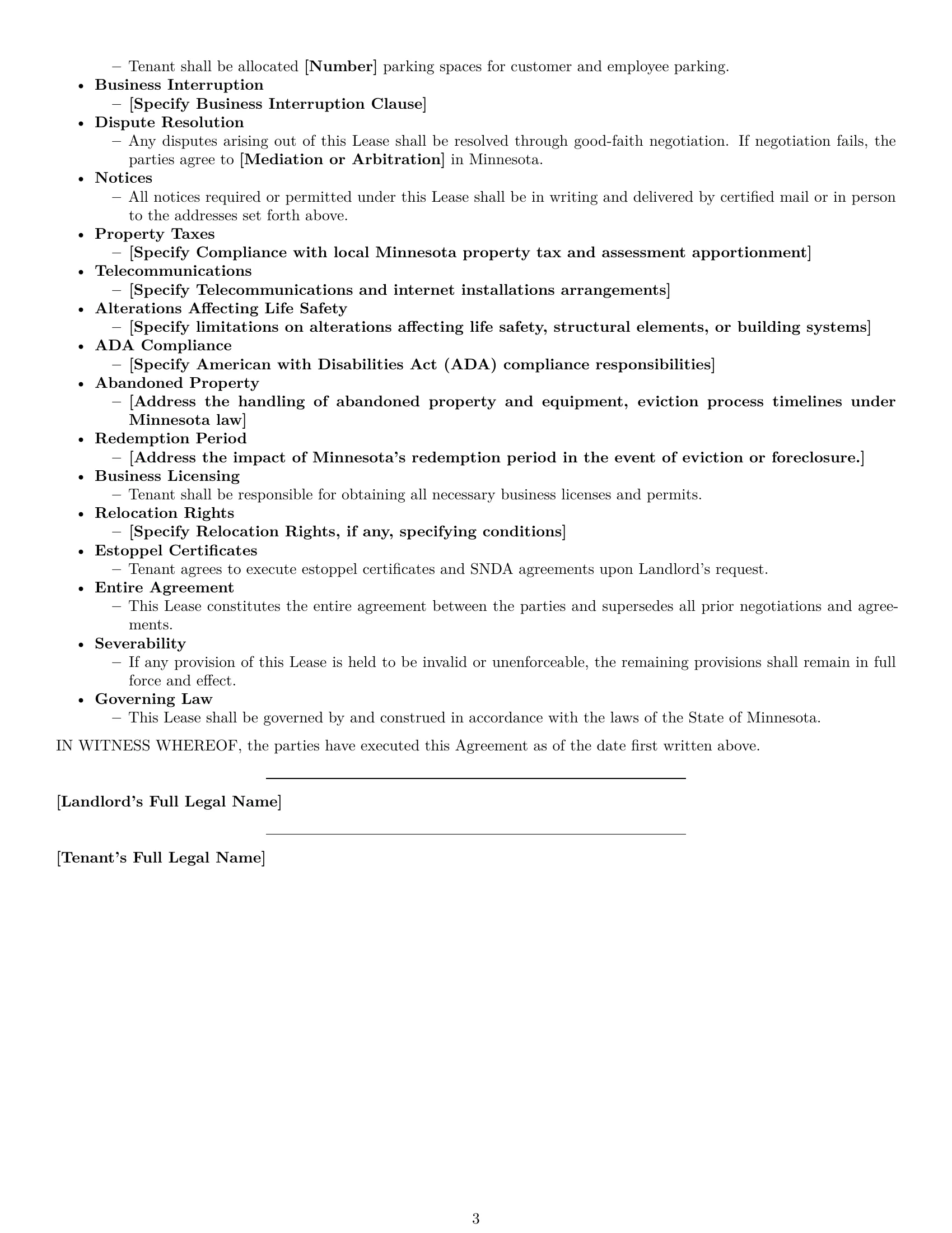 Preview page 3 of Free Minnesota retail lease agreement template