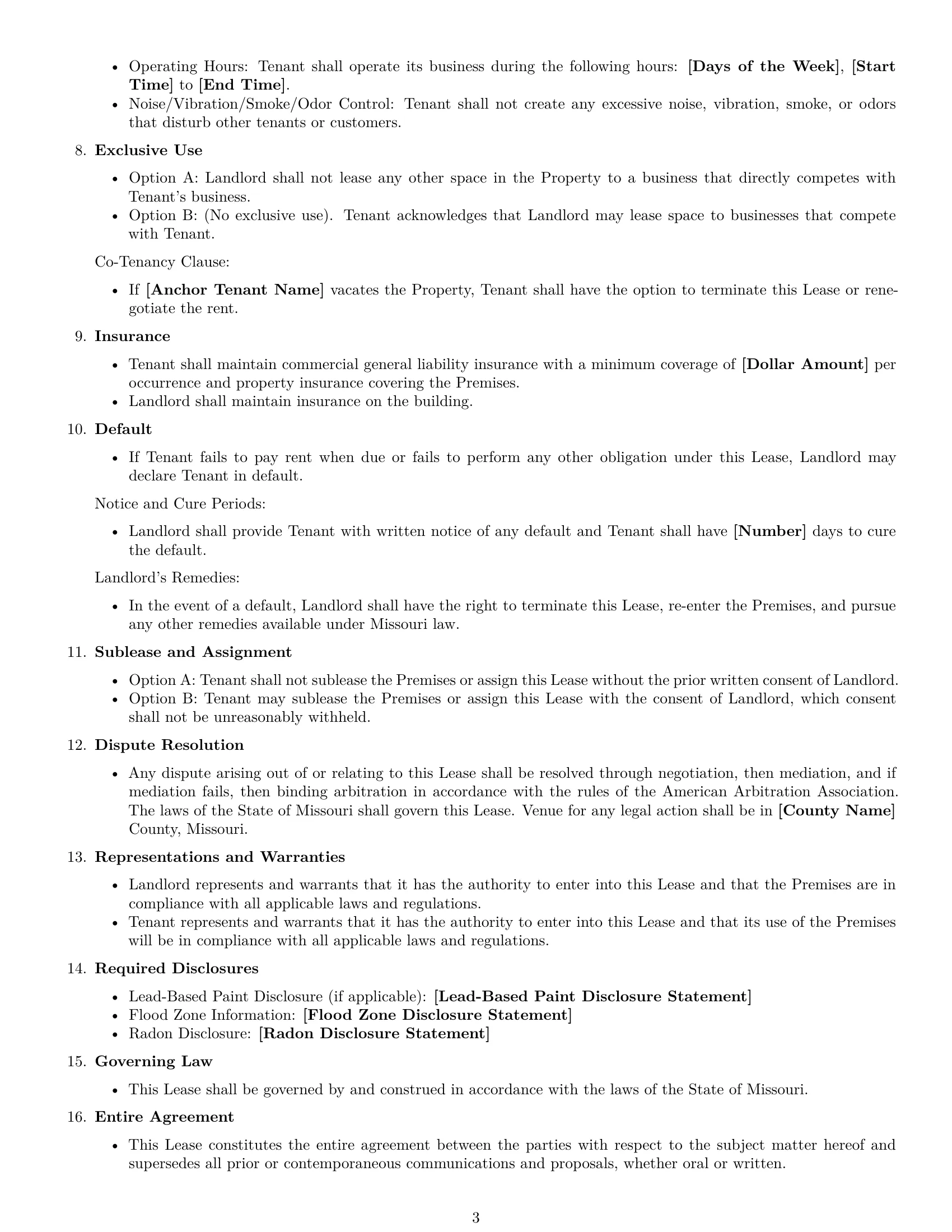 Preview page 3 of Free Missouri retail lease agreement template