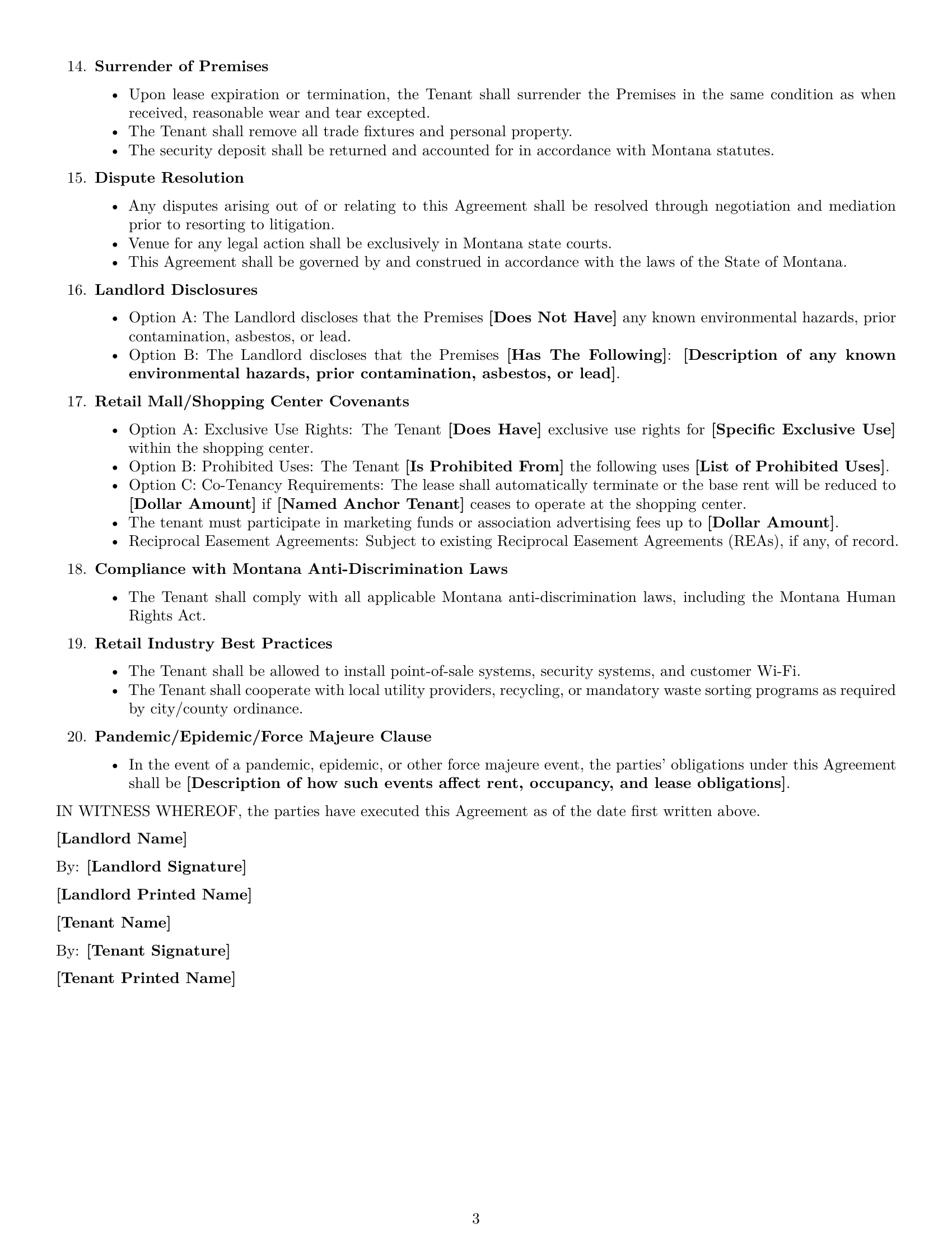 Preview page 3 of Free Montana retail lease agreement template