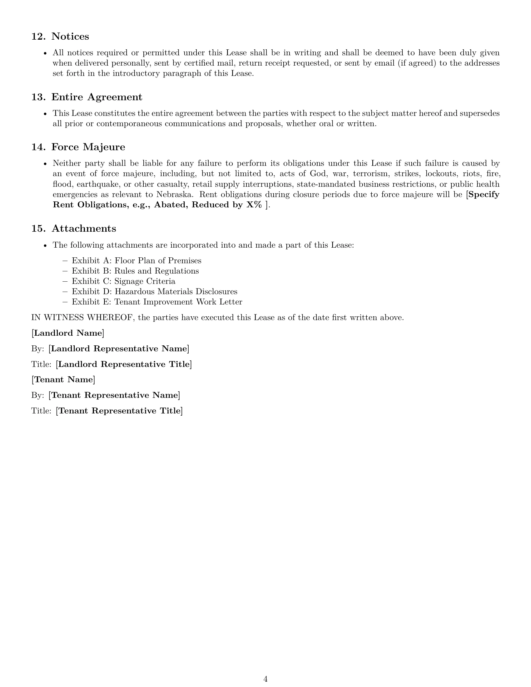 Preview page 4 of Free Nebraska retail lease agreement template