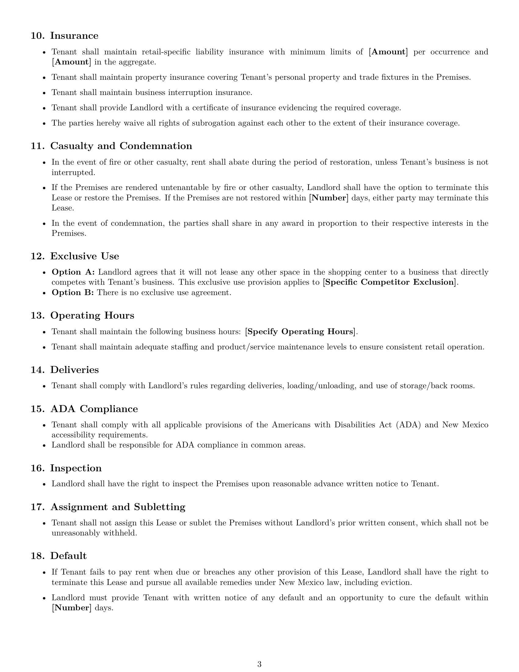 Preview page 3 of Free New Mexico retail lease agreement template