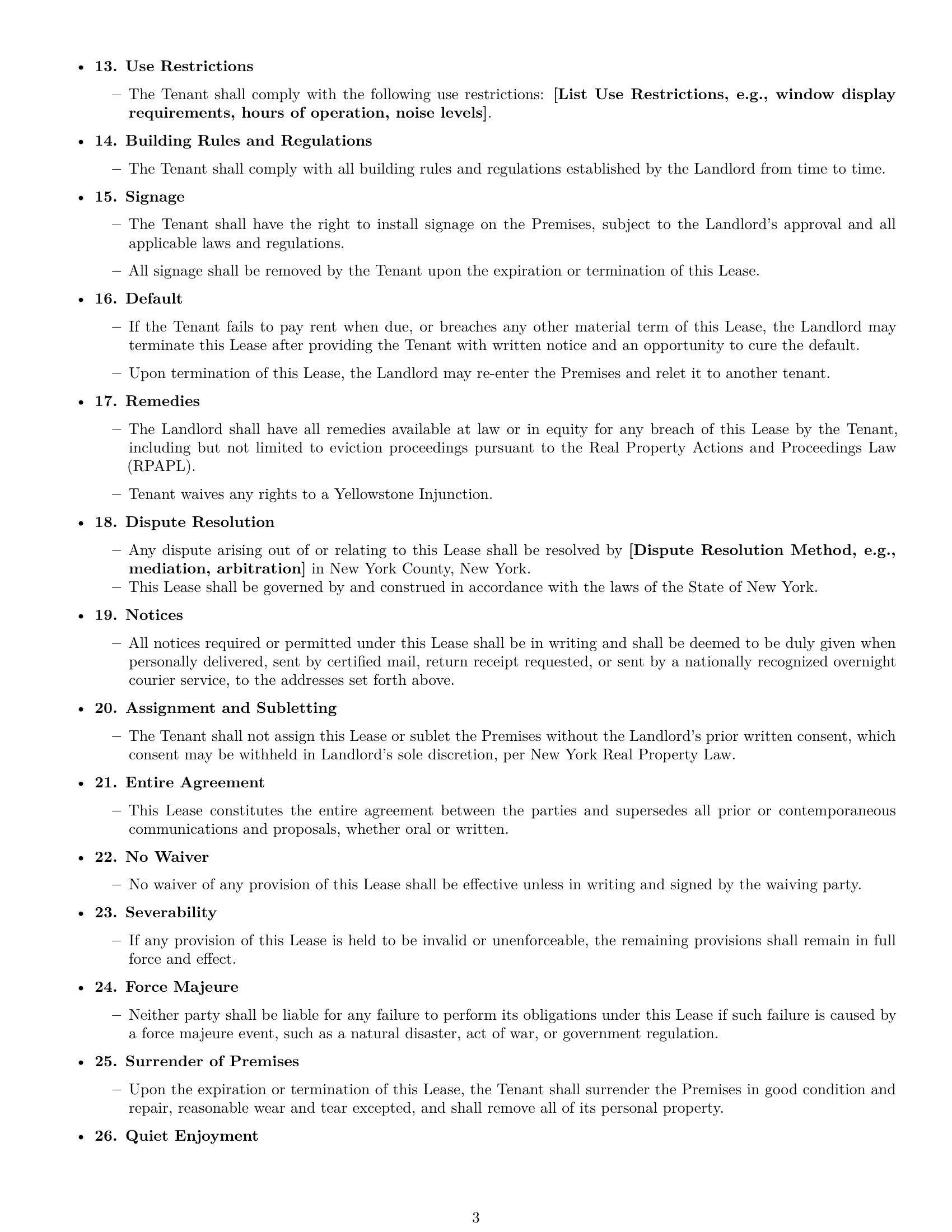 Preview page 3 of Free New York retail lease agreement template