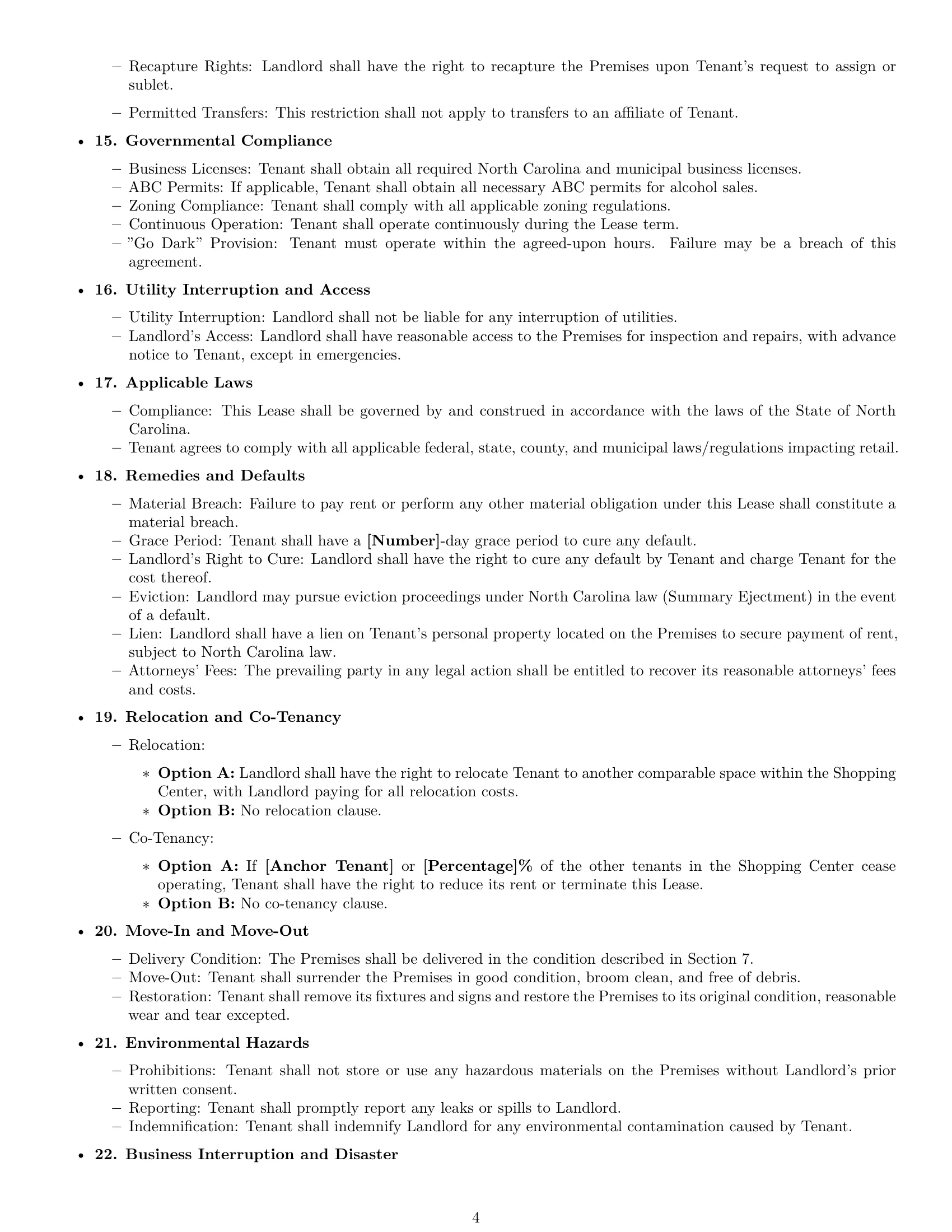 Preview page 4 of Free North Carolina retail lease agreement template