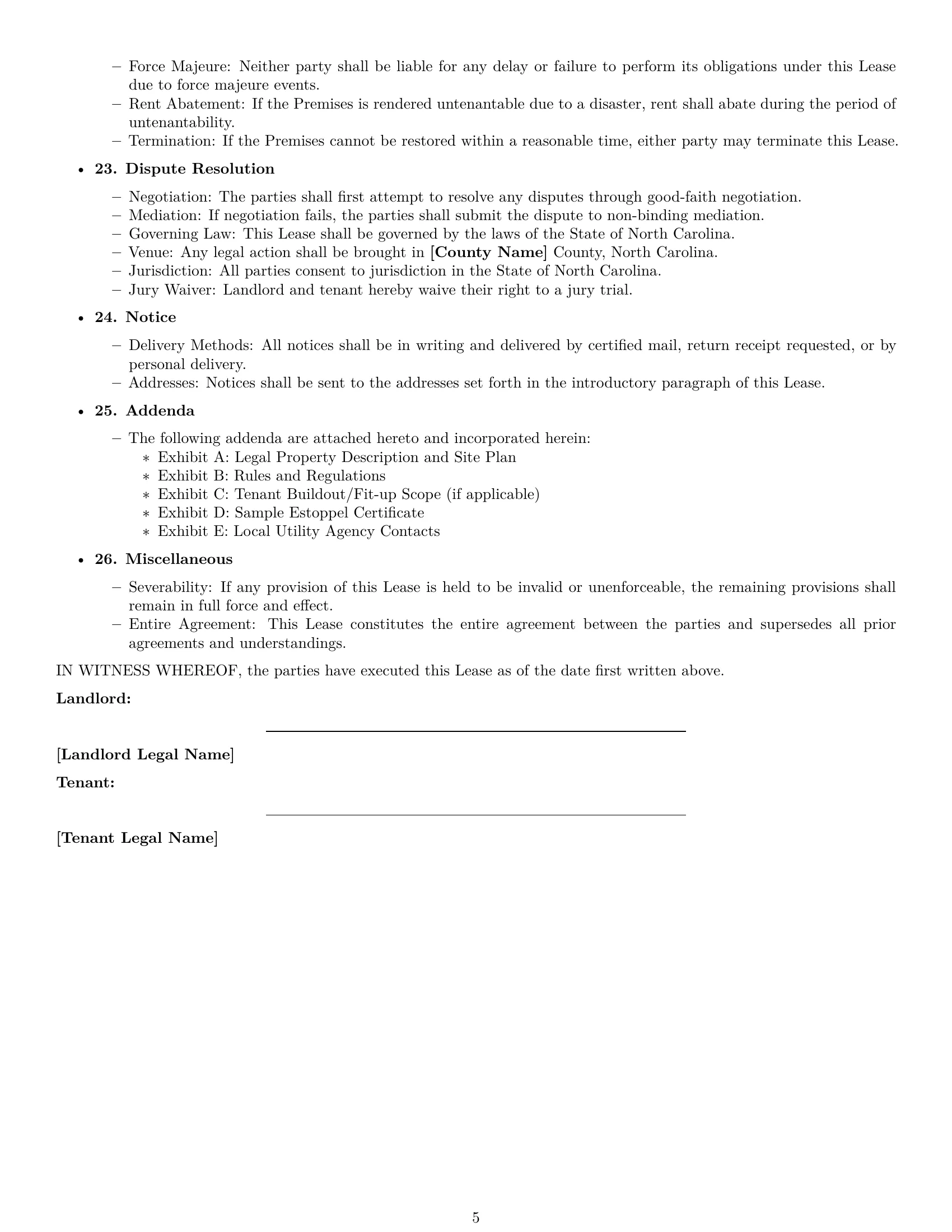 Preview page 5 of Free North Carolina retail lease agreement template