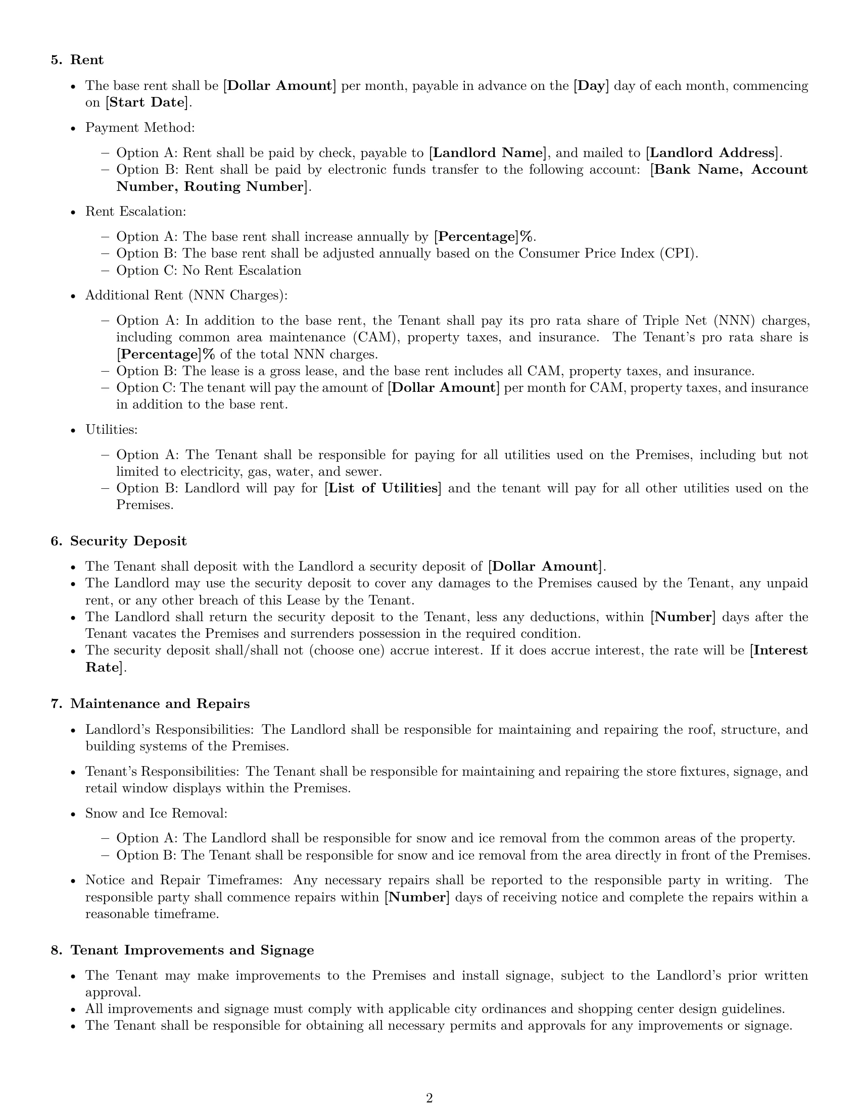 Preview page 2 of Free North Dakota retail lease agreement template