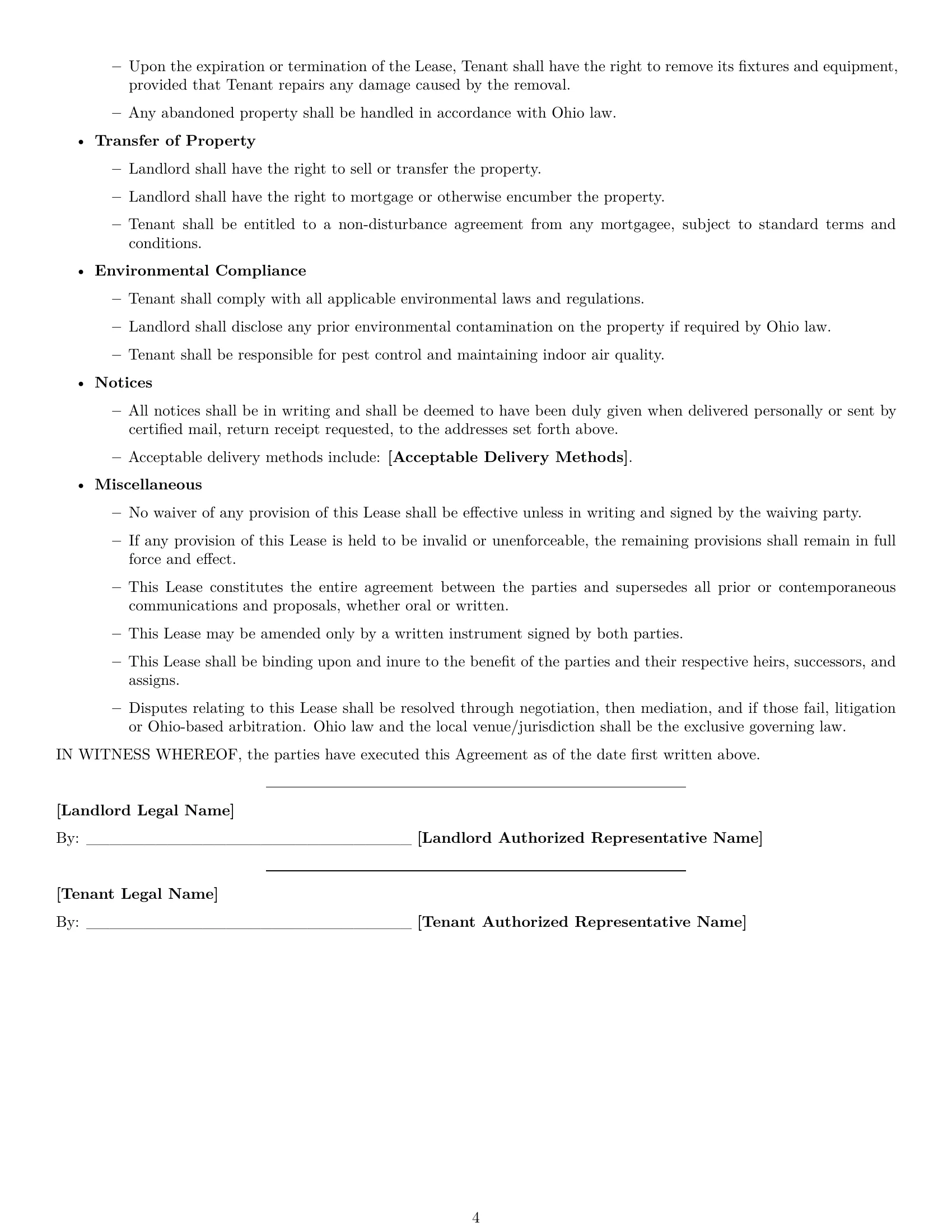 Preview page 4 of Free Ohio retail lease agreement template