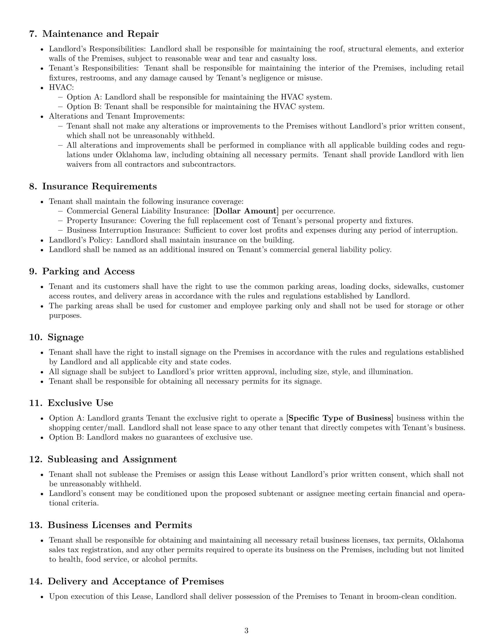 Preview page 3 of Free Oklahoma retail lease agreement template