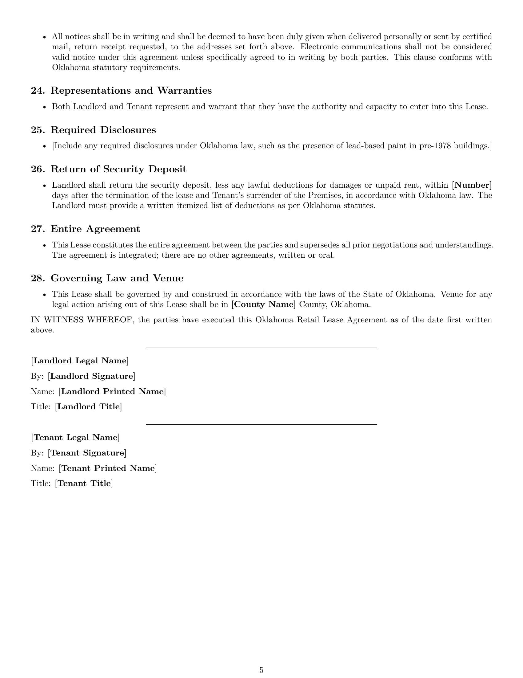 Preview page 5 of Free Oklahoma retail lease agreement template