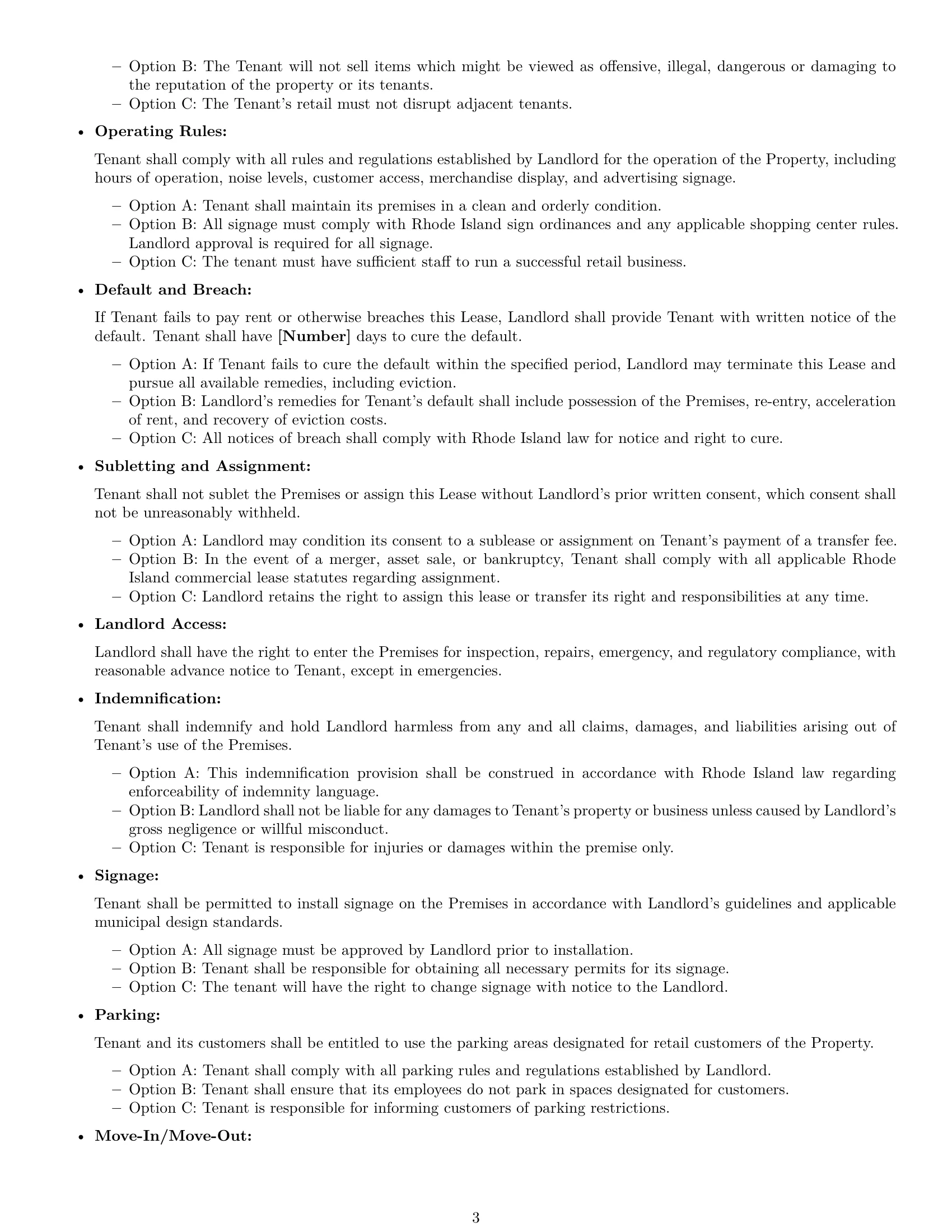 Preview page 3 of Free Rhode Island retail lease agreement template
