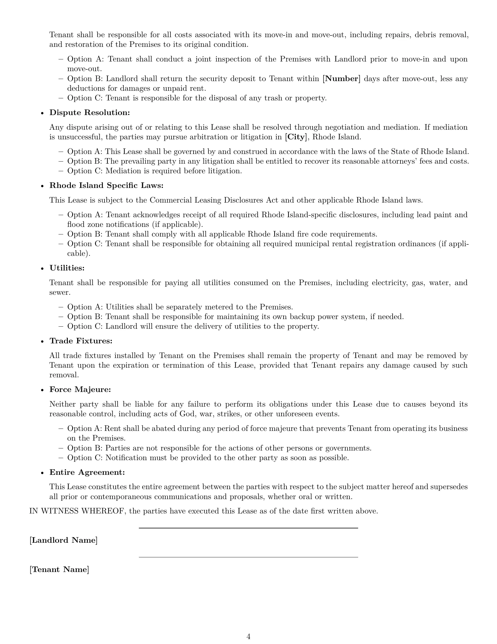 Preview page 4 of Free Rhode Island retail lease agreement template