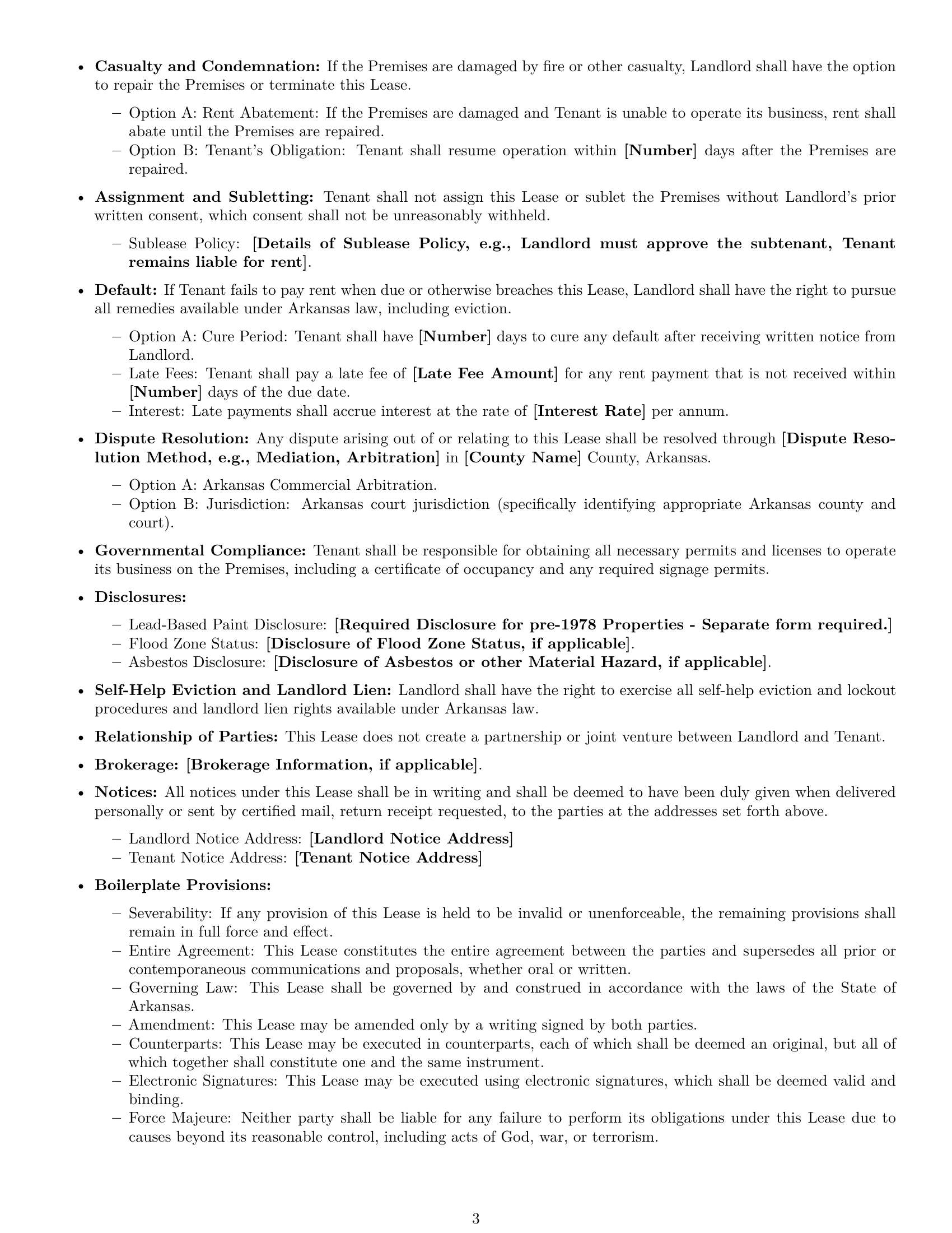 Preview page 3 of Free Arkansas retail lease agreement template