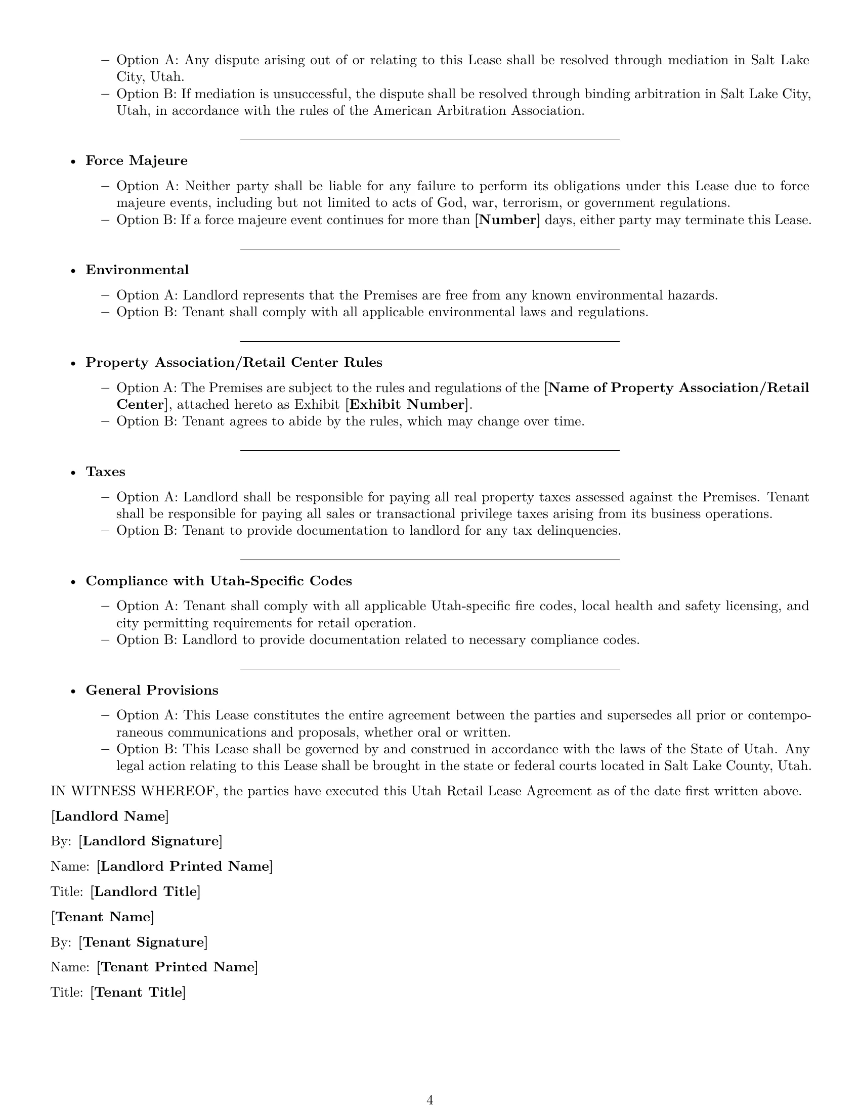 Preview page 4 of Free Utah retail lease agreement template
