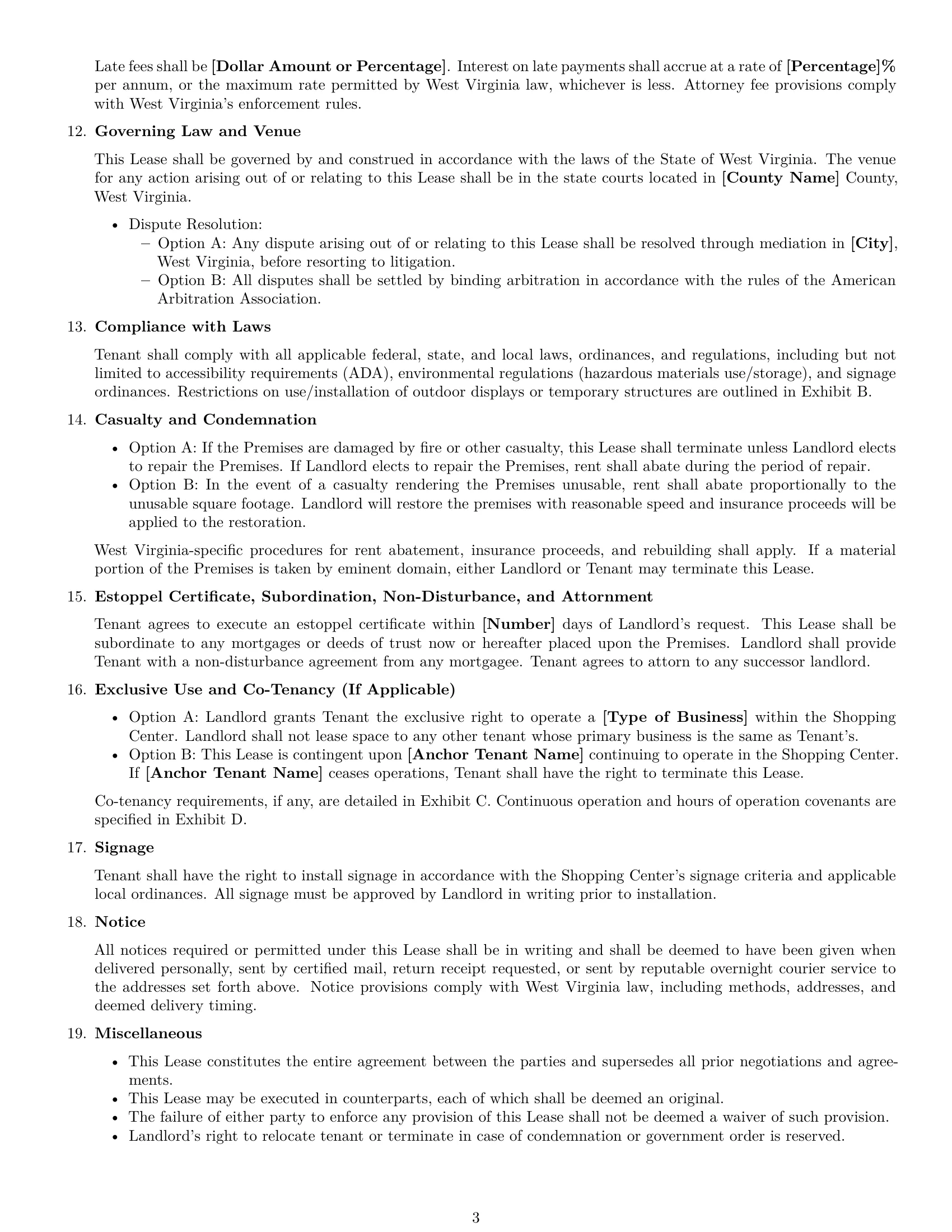 Preview page 3 of Free West Virginia retail lease agreement template