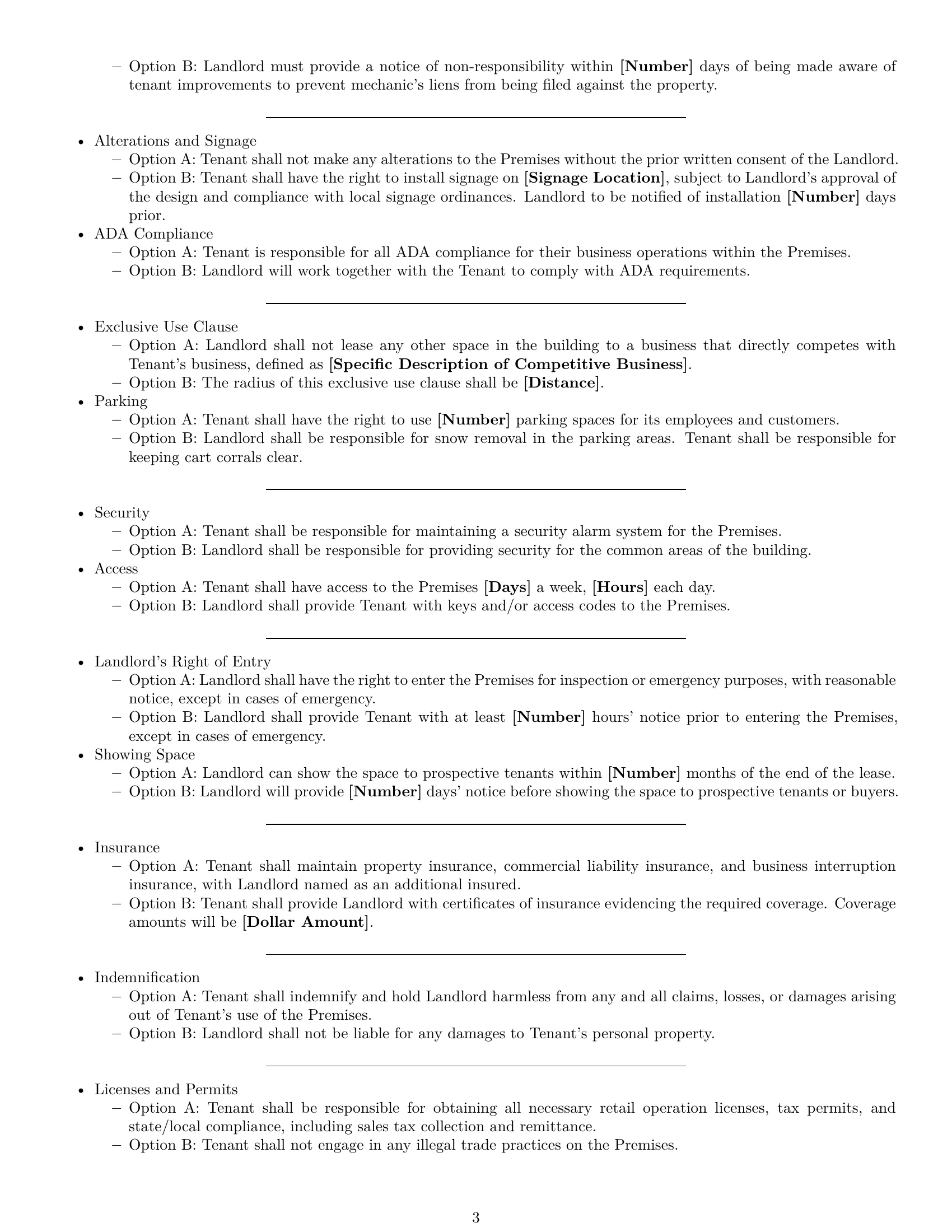 Preview page 3 of Free Wisconsin retail lease agreement template