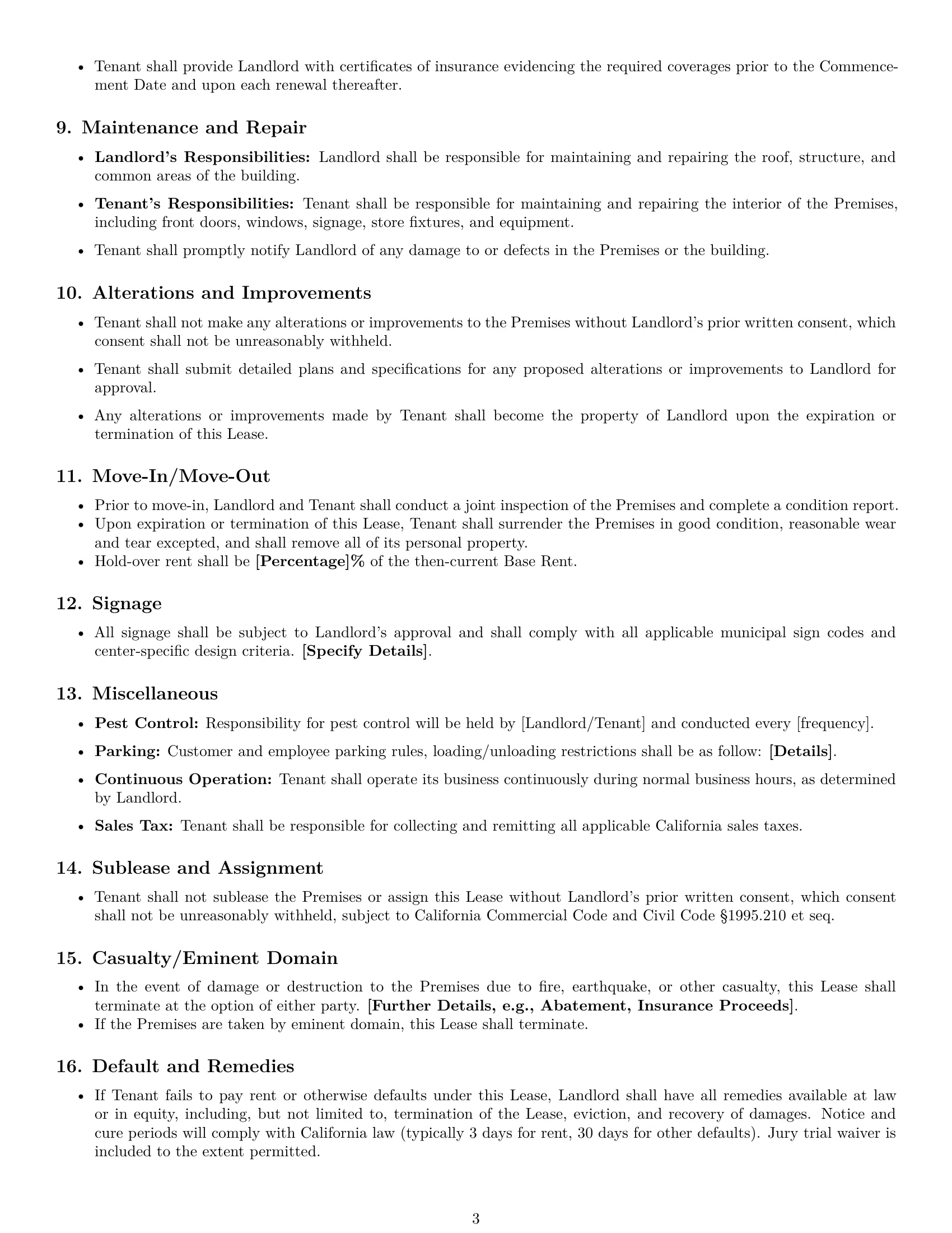 Preview page 3 of Free California retail lease agreement template