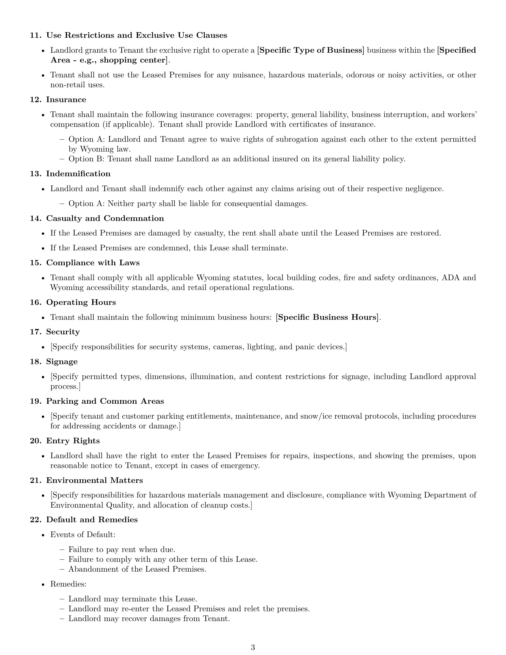 Preview page 3 of Free Wyoming retail lease agreement template