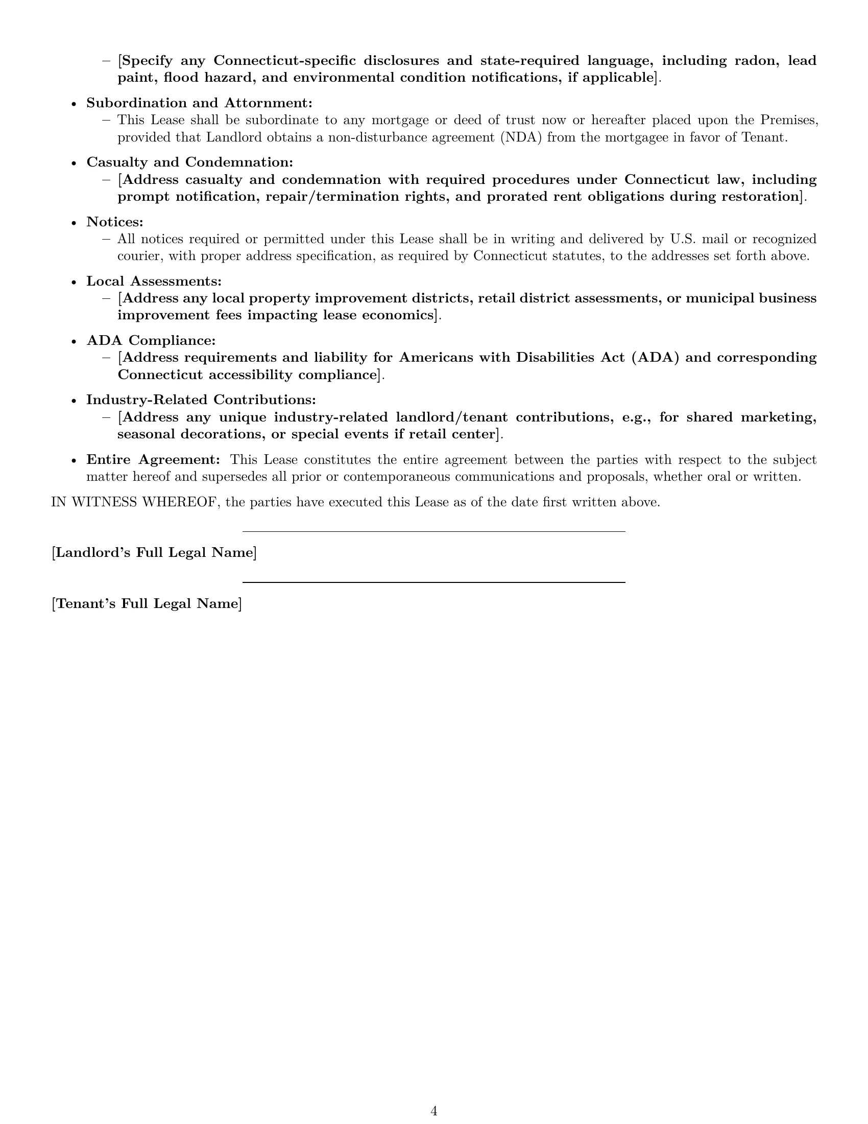 Preview page 4 of Free Connecticut retail lease agreement template