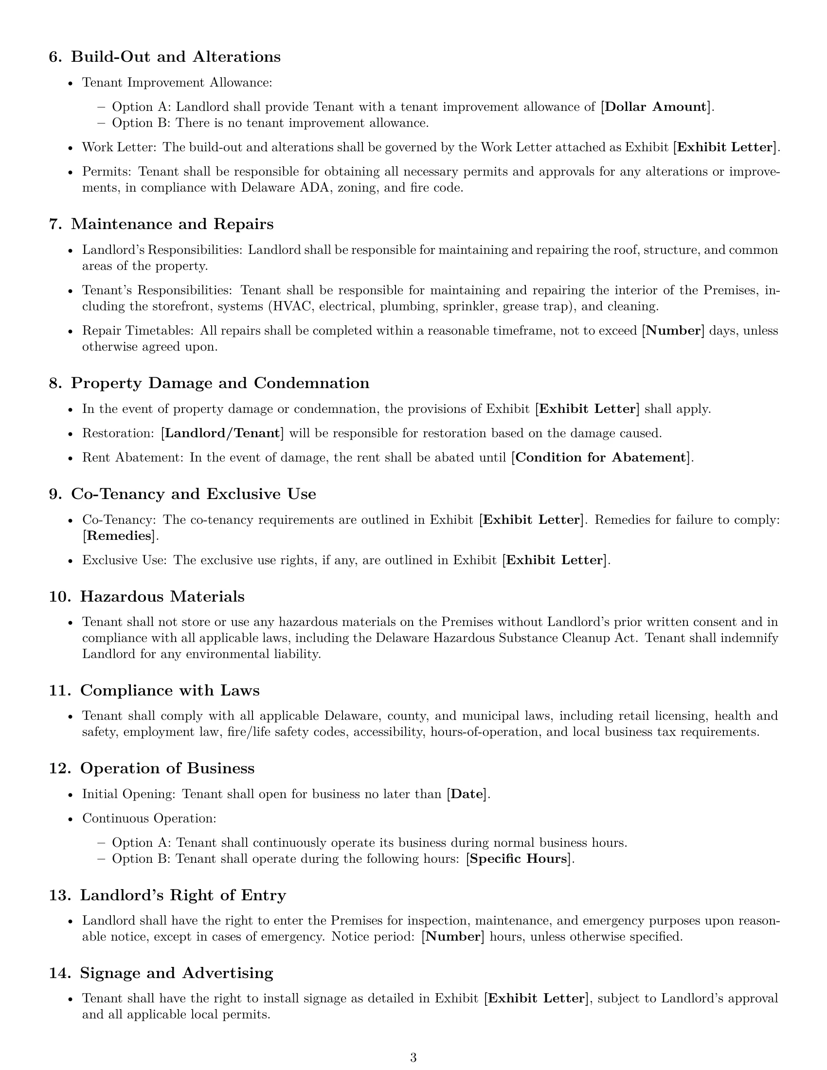 Preview page 3 of Free Delaware retail lease agreement template