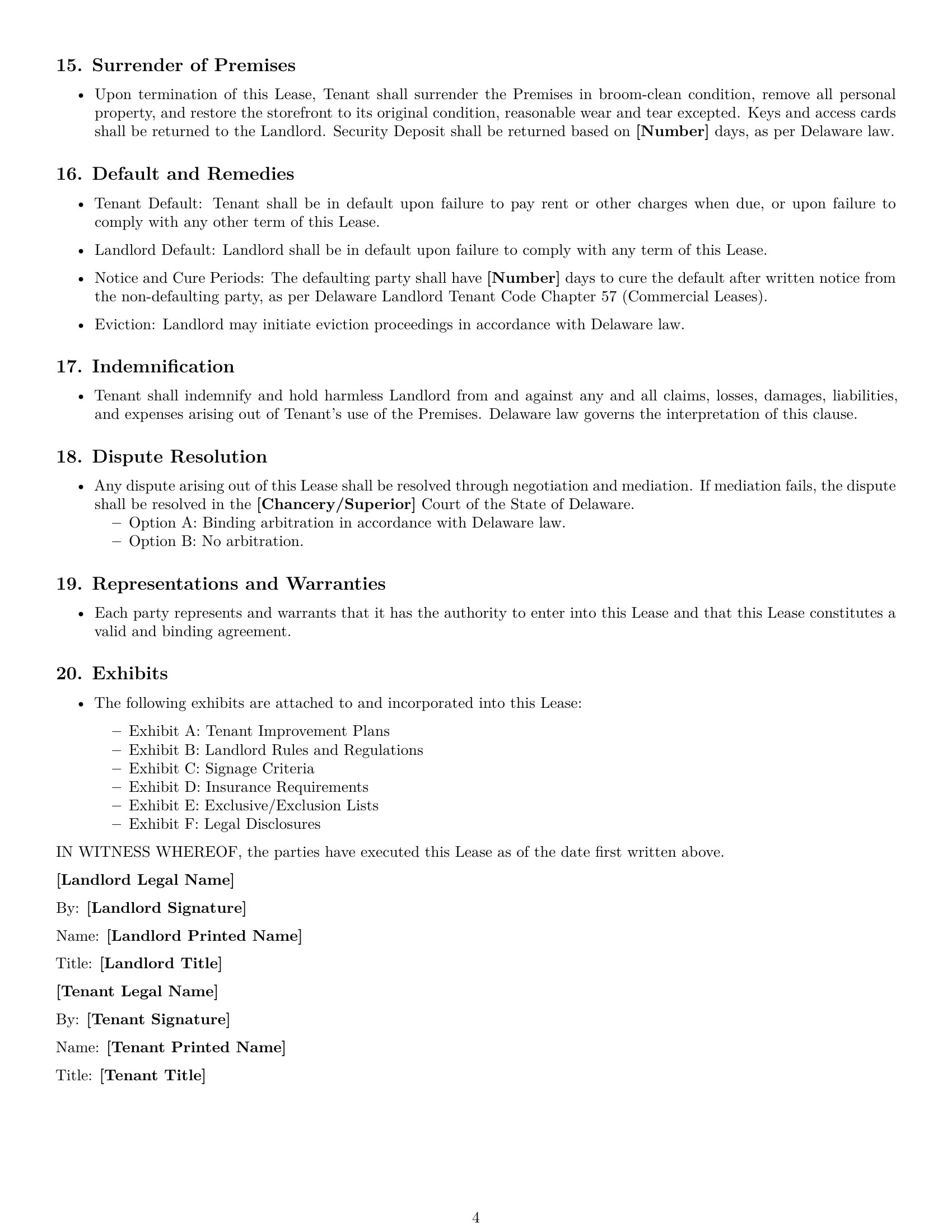 Preview page 4 of Free Delaware retail lease agreement template