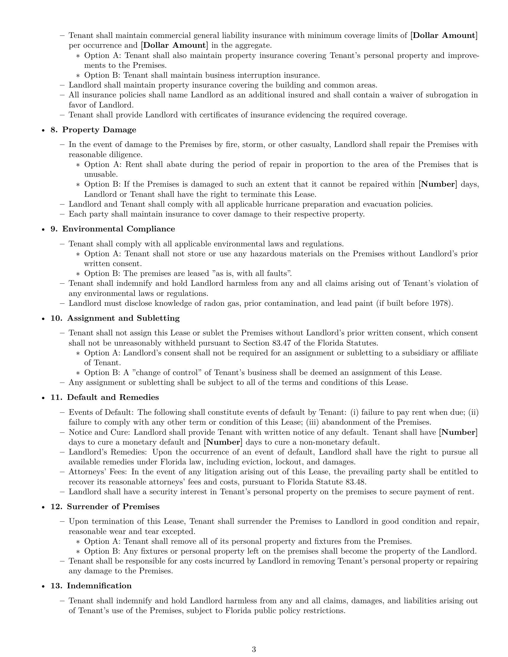Preview page 3 of Free Florida retail lease agreement template