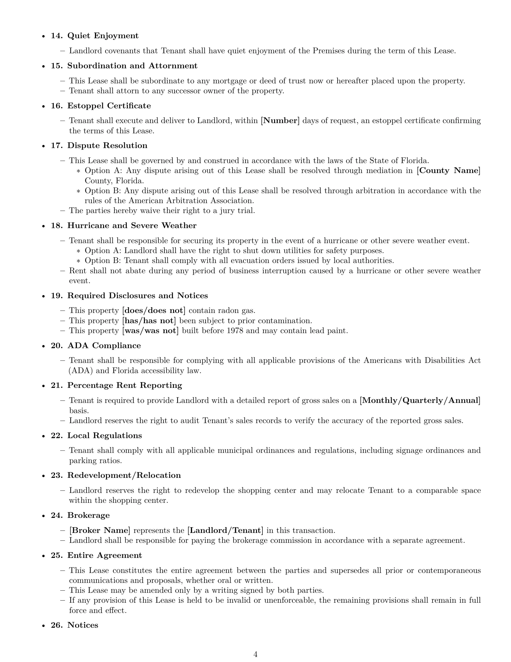 Preview page 4 of Free Florida retail lease agreement template
