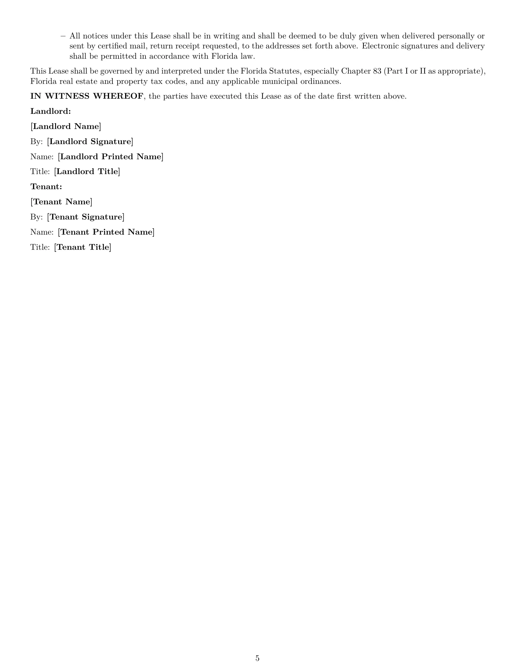 Preview page 5 of Free Florida retail lease agreement template