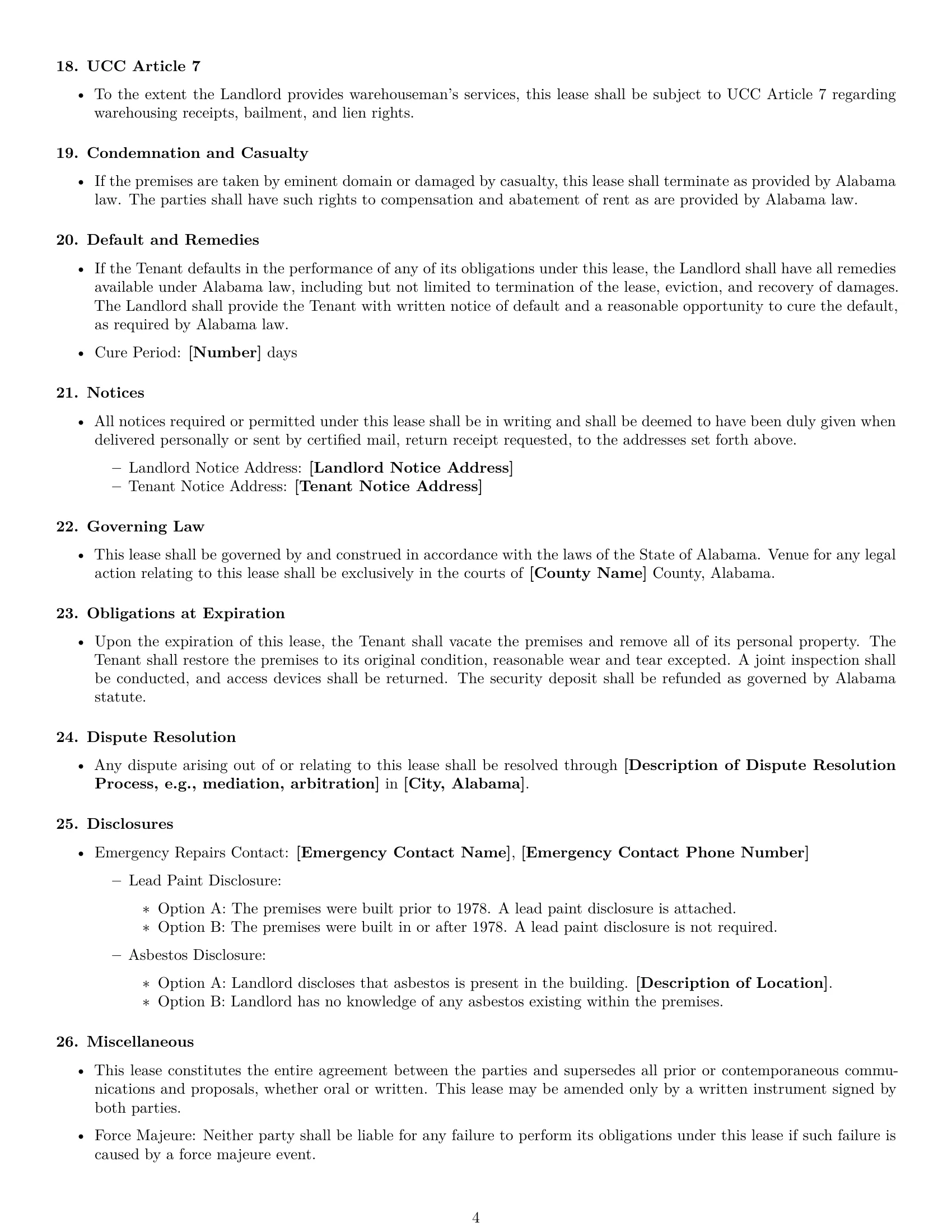 Preview page 4 of Free Alabama warehouse lease agreement template