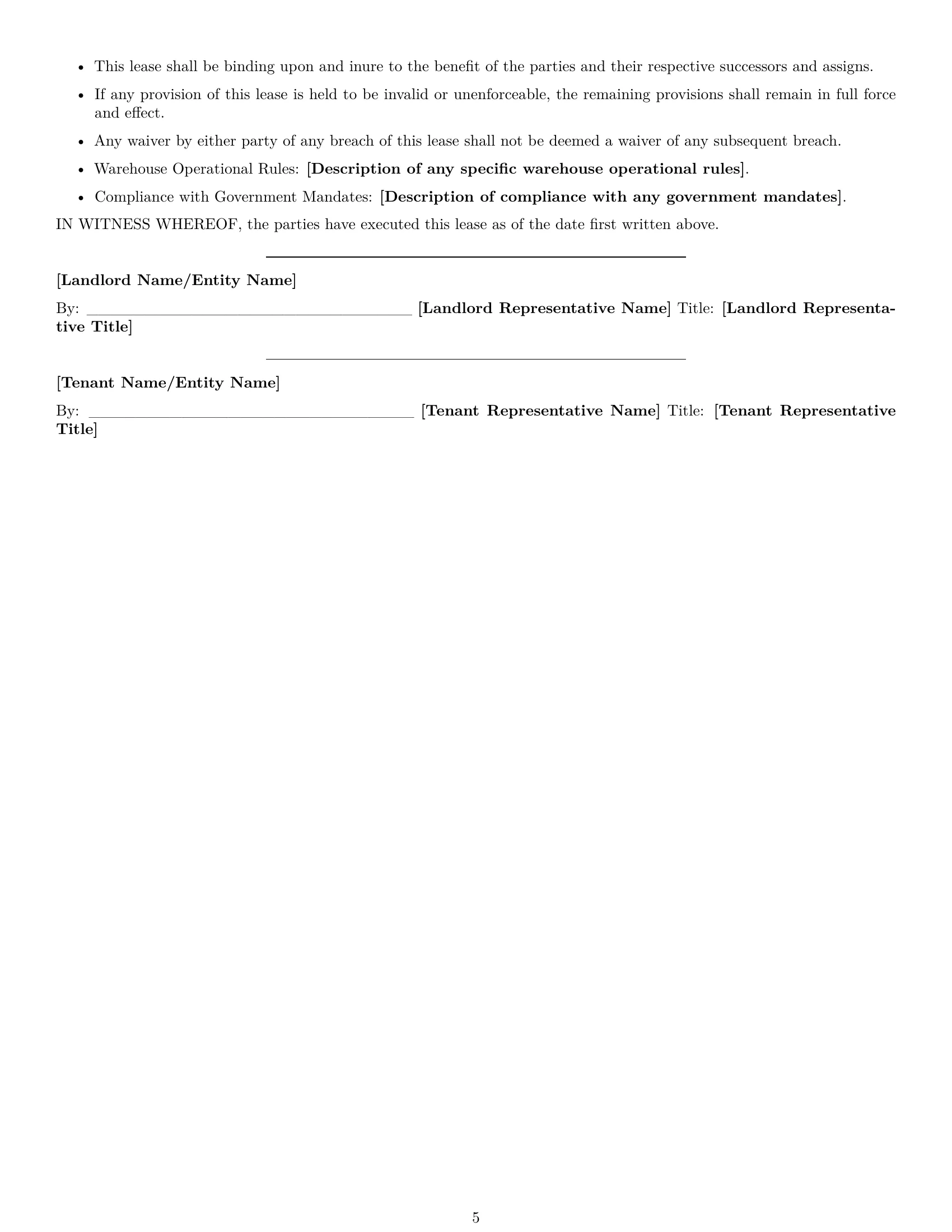 Preview page 5 of Free Alabama warehouse lease agreement template
