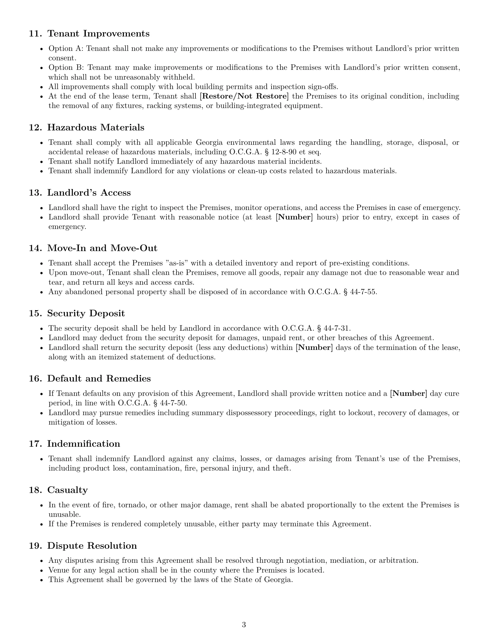Preview page 3 of Free Georgia warehouse lease agreement template