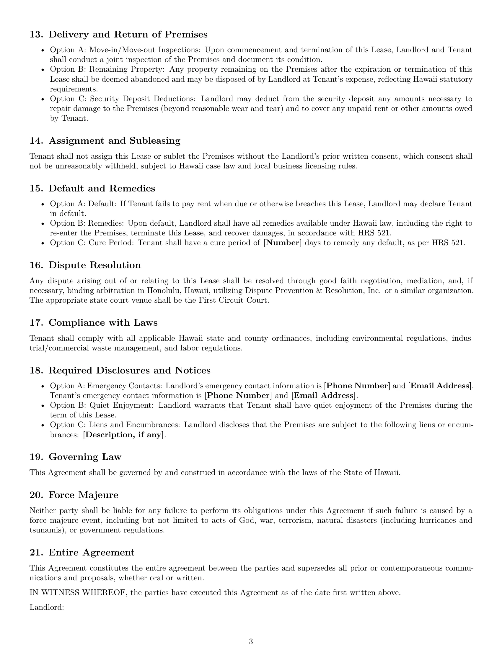 Preview page 3 of Free Hawaii warehouse lease agreement template