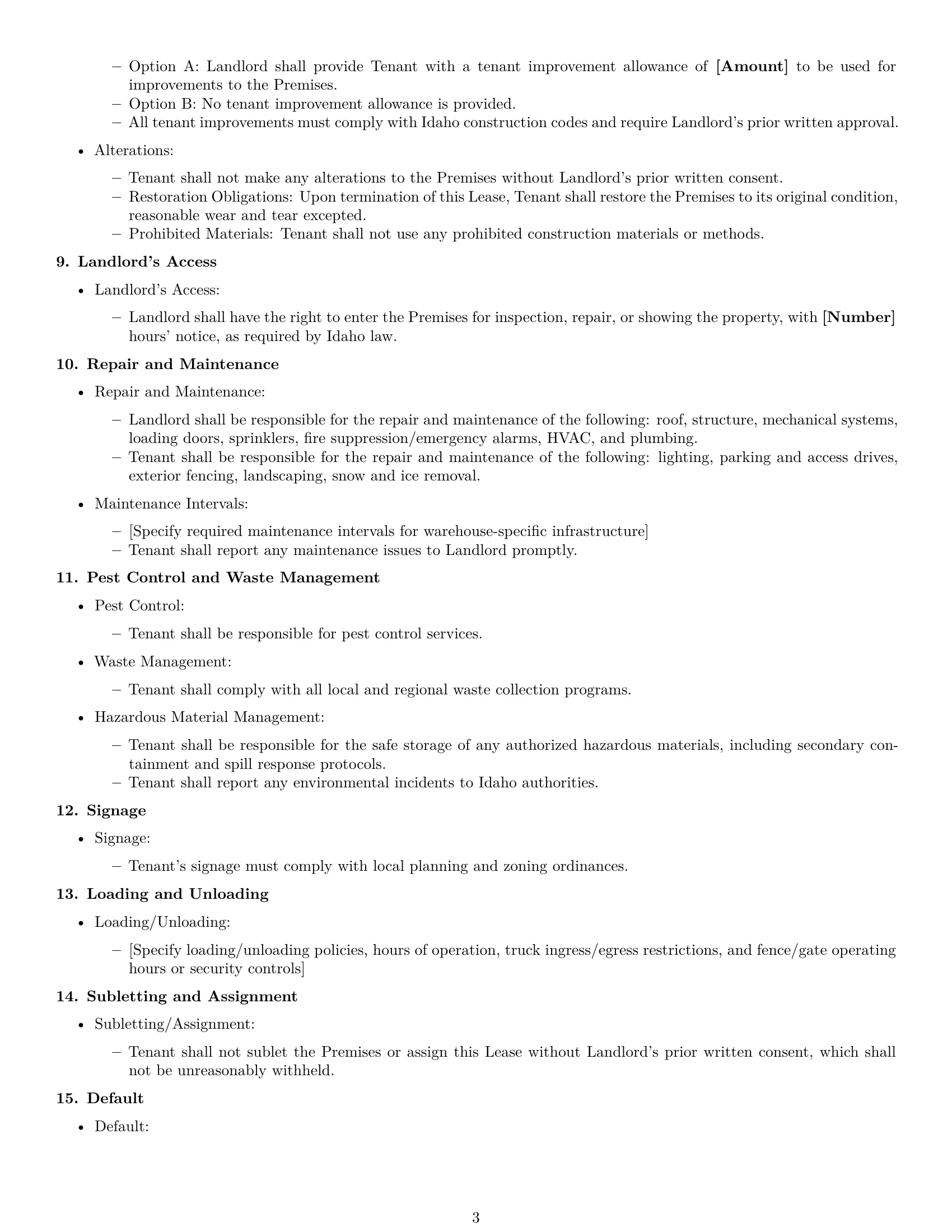 Preview page 3 of Free Idaho warehouse lease agreement template