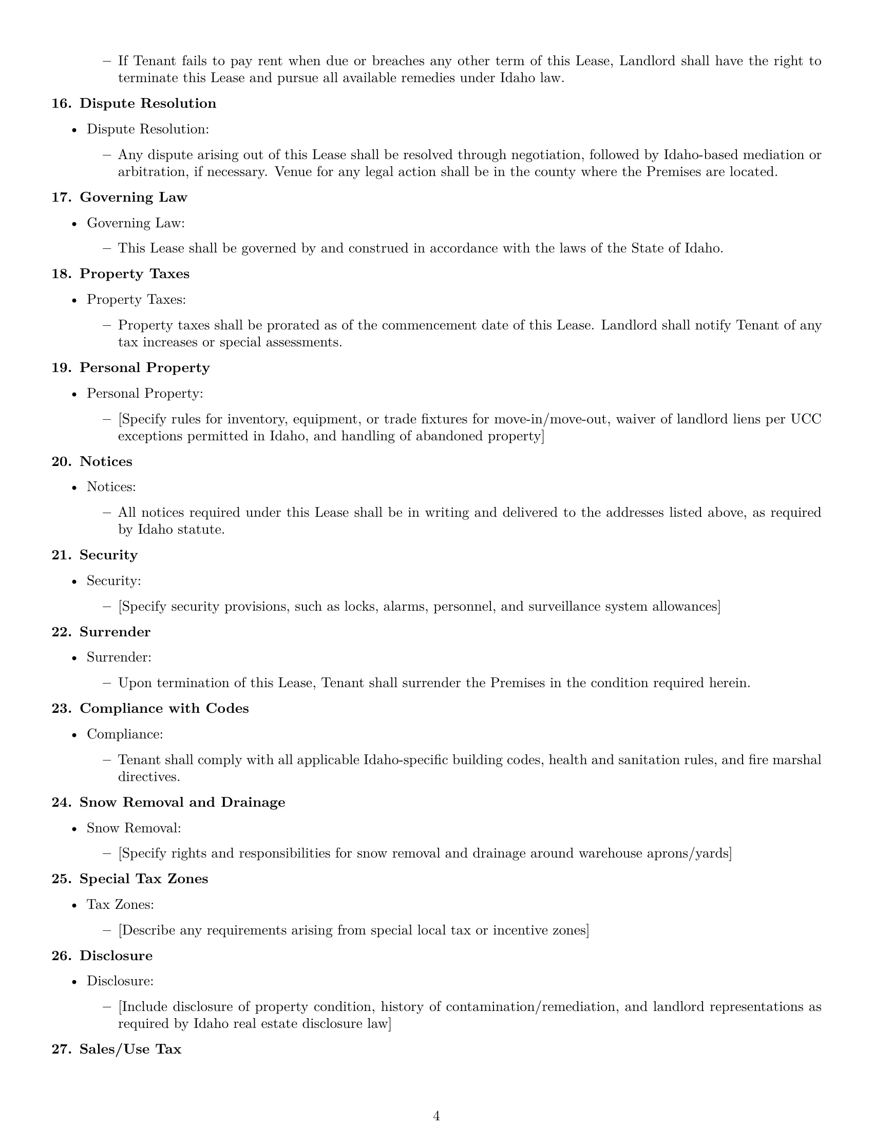 Preview page 4 of Free Idaho warehouse lease agreement template