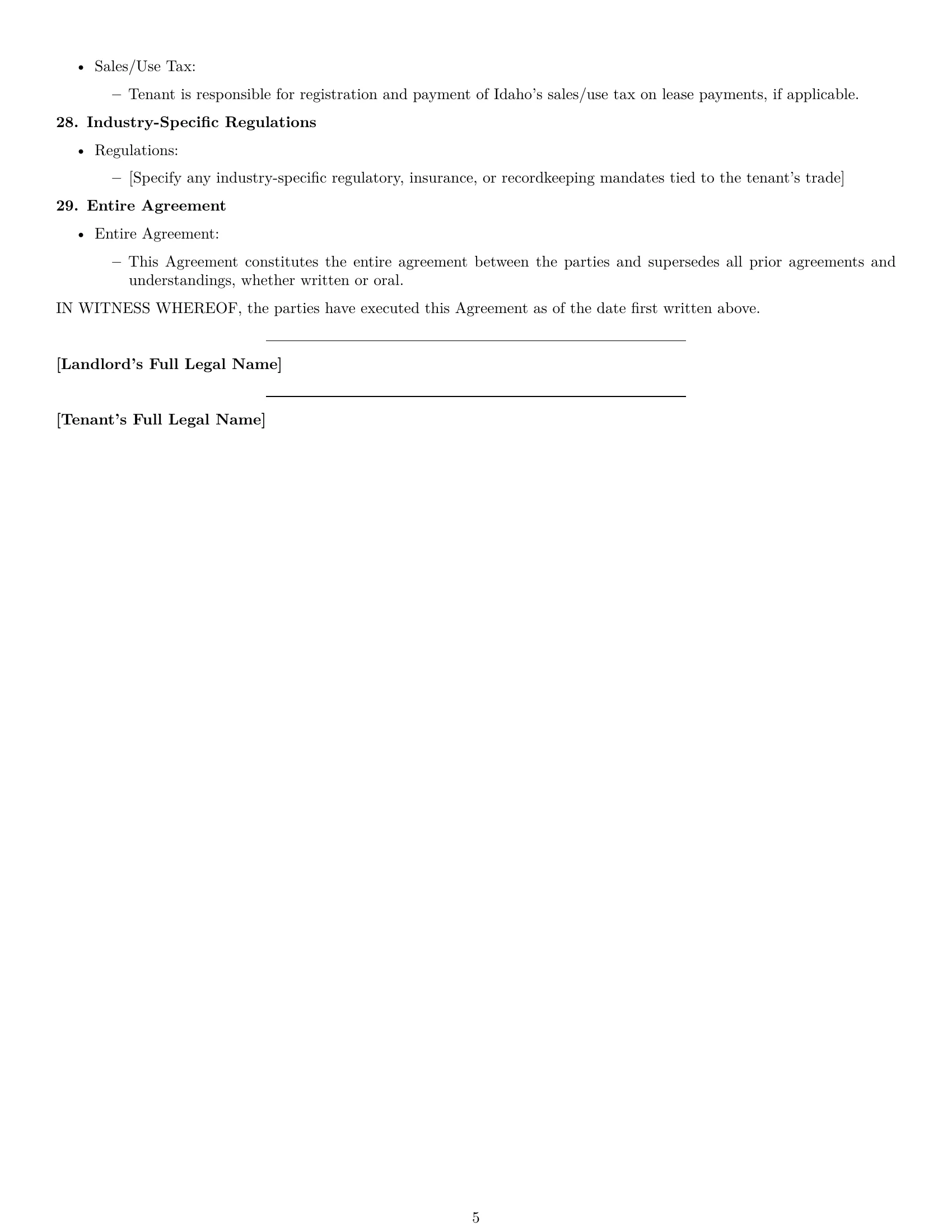 Preview page 5 of Free Idaho warehouse lease agreement template