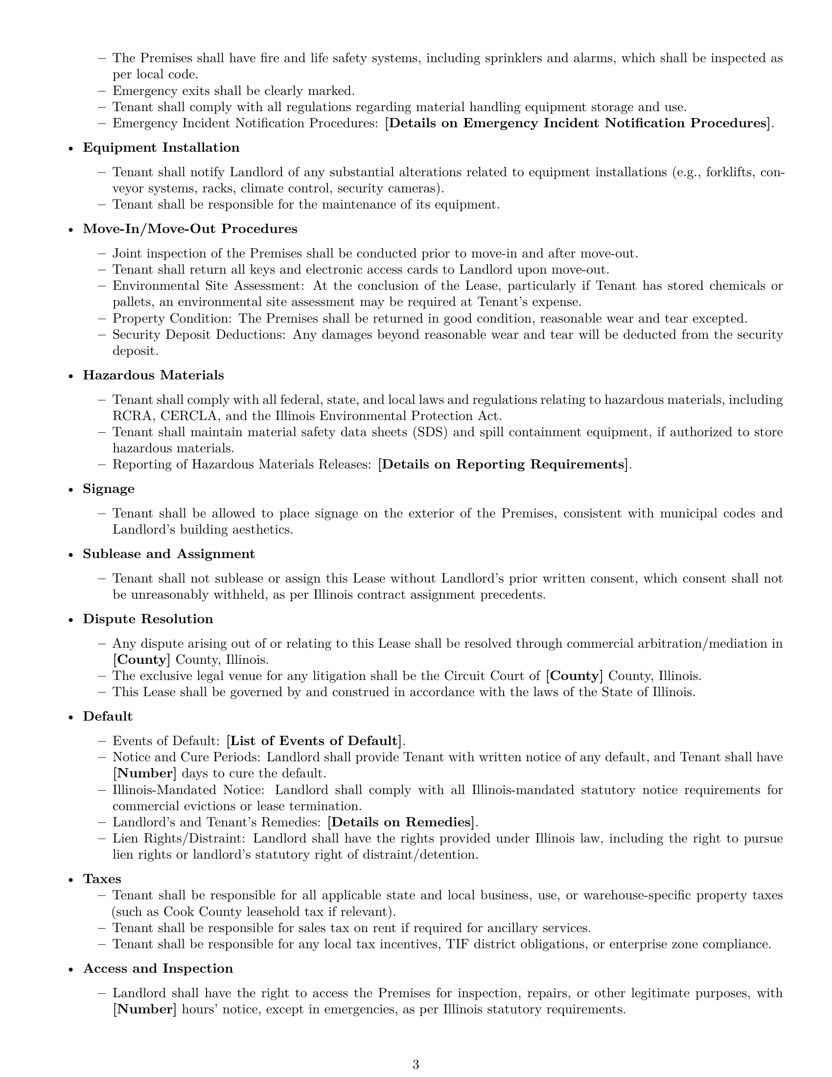 Preview page 3 of Free Illinois warehouse lease agreement template