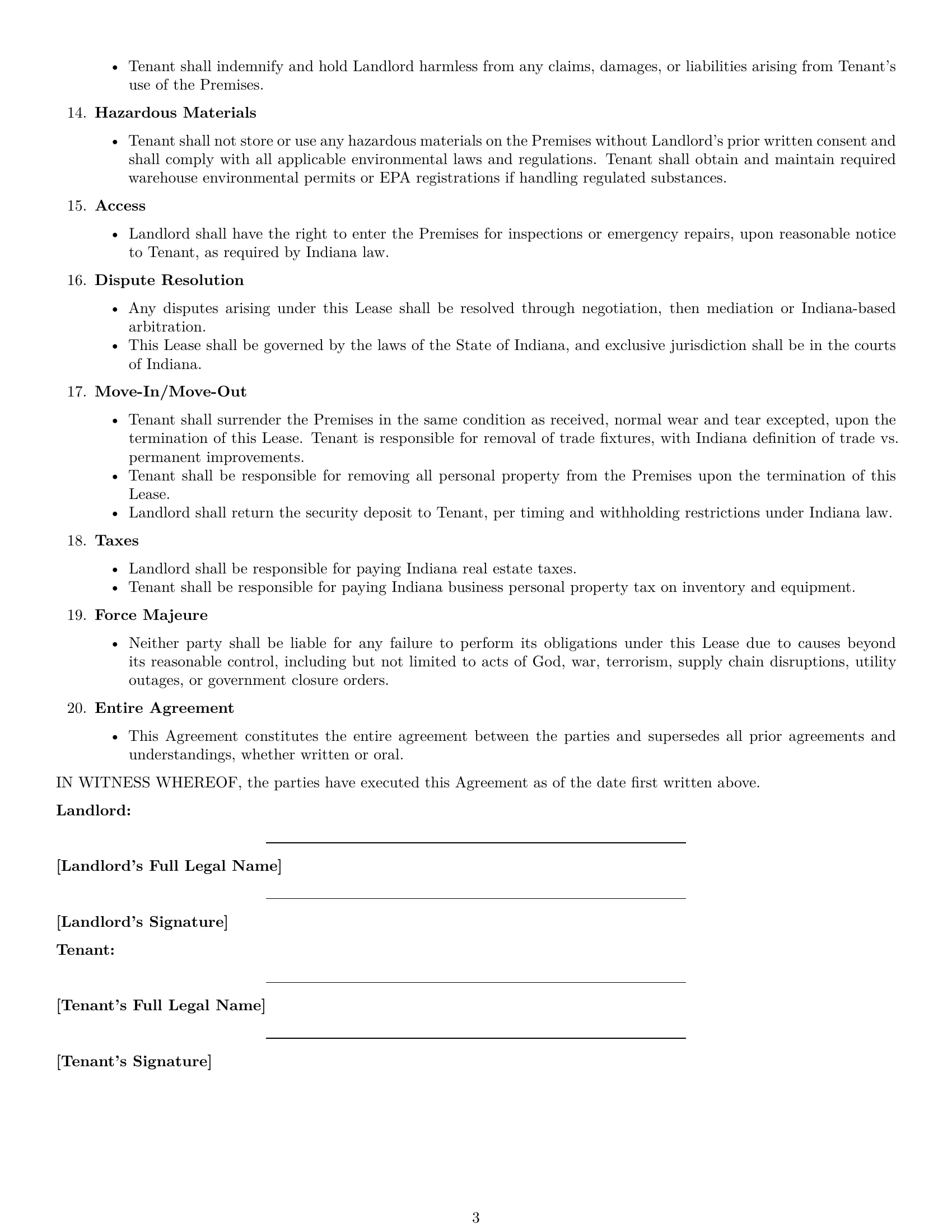 Preview page 3 of Free Indiana warehouse lease agreement template
