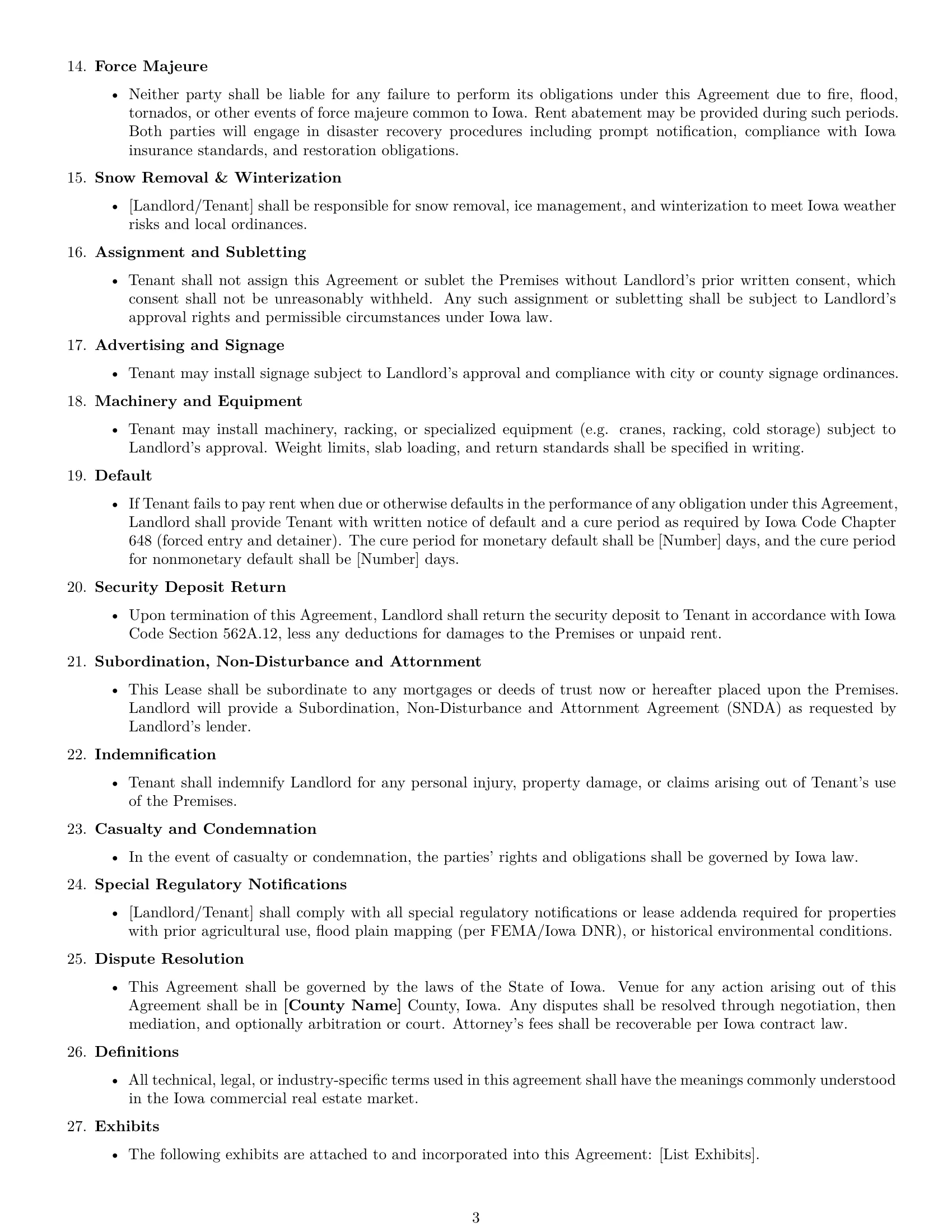 Preview page 3 of Free Iowa warehouse lease agreement template