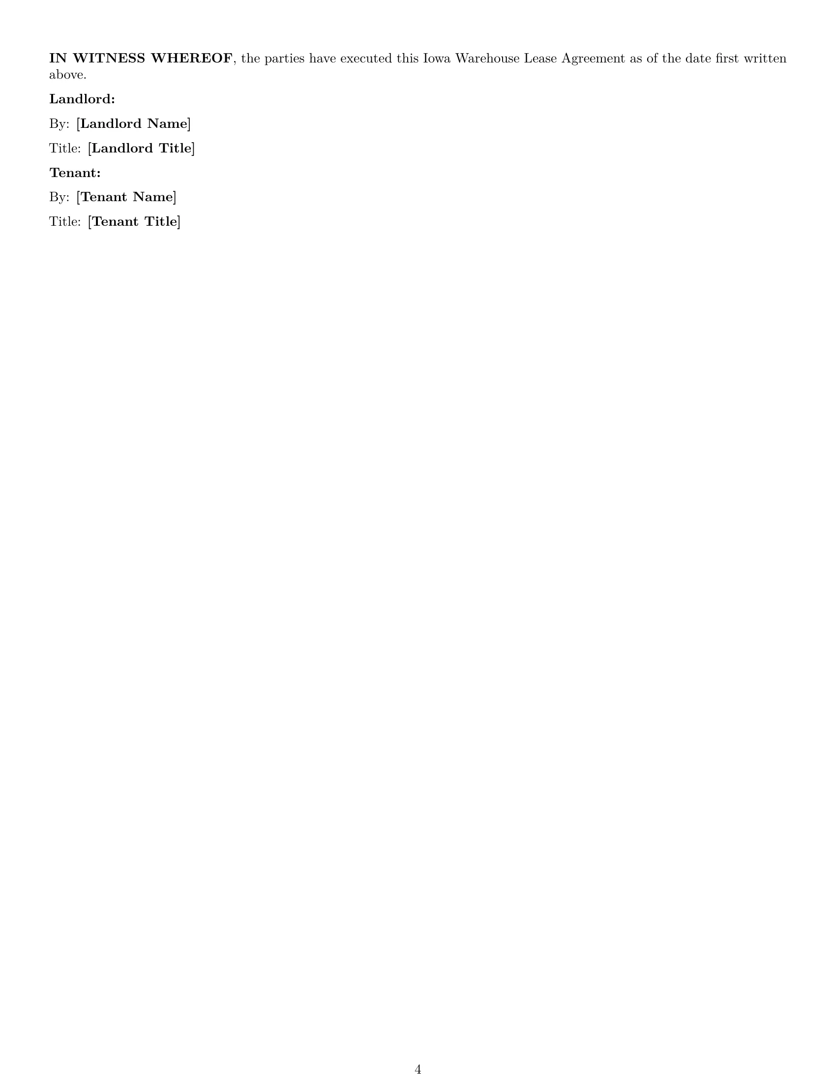 Preview page 4 of Free Iowa warehouse lease agreement template