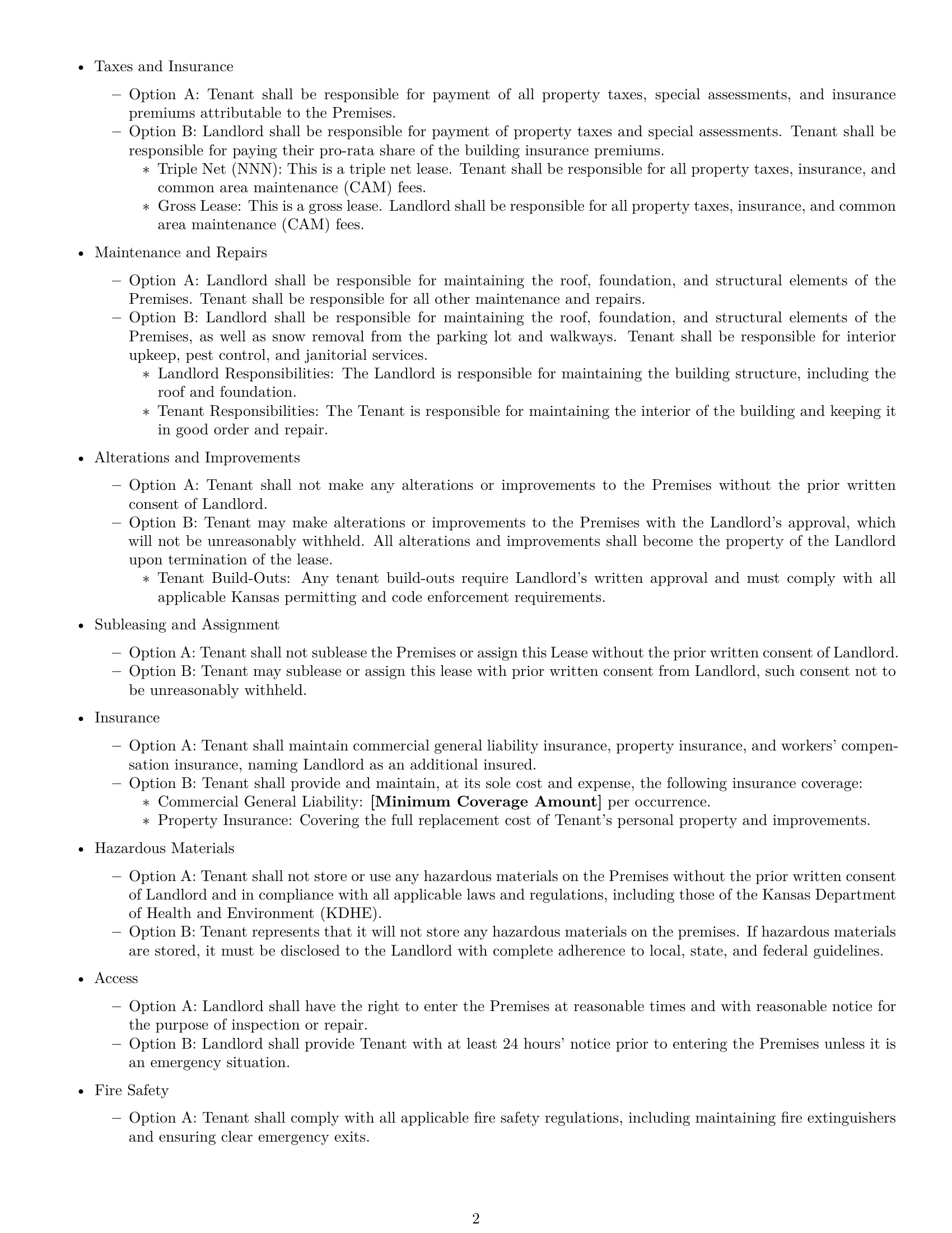 Preview page 2 of Free Kansas warehouse lease agreement template