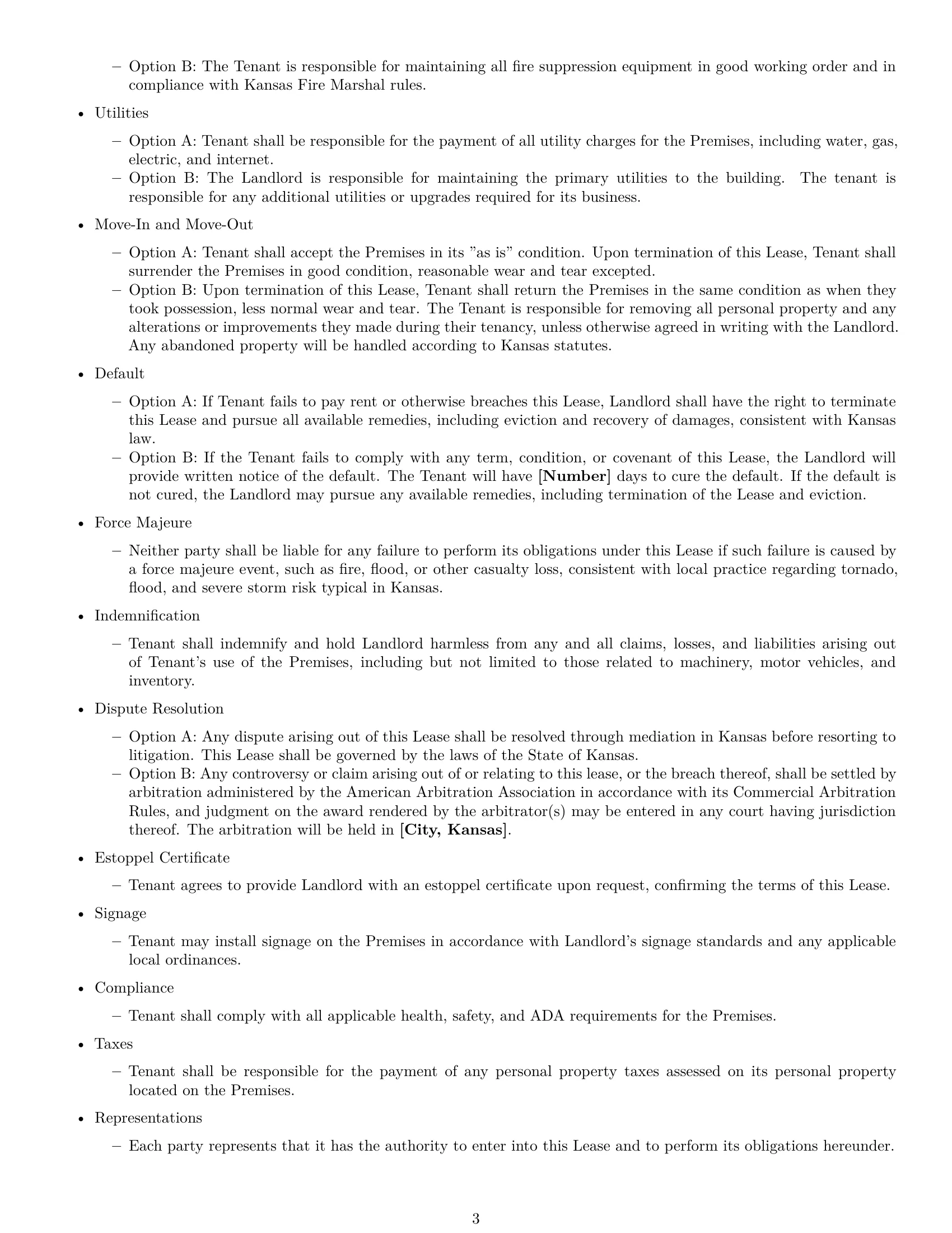 Preview page 3 of Free Kansas warehouse lease agreement template