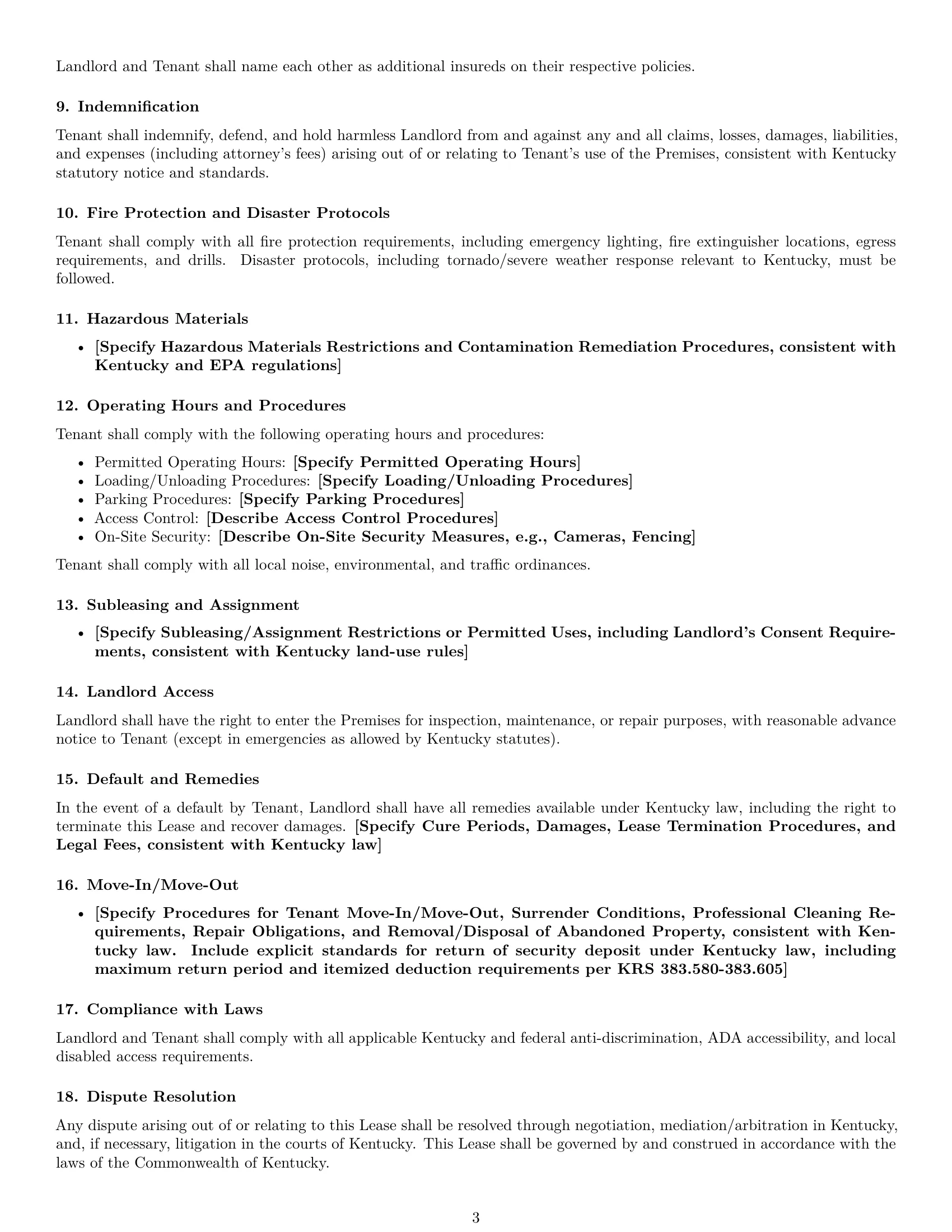 Preview page 3 of Free Kentucky warehouse lease agreement template