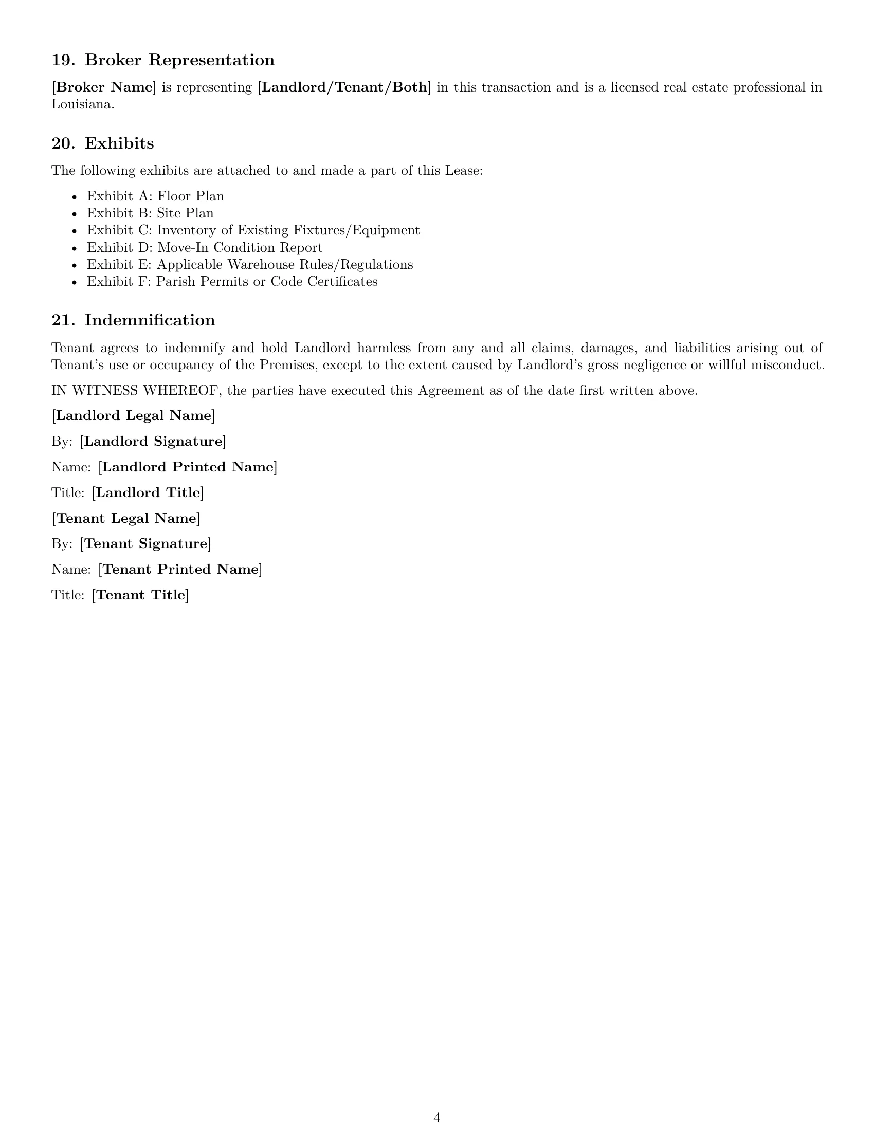 Preview page 4 of Free Louisiana warehouse lease agreement template