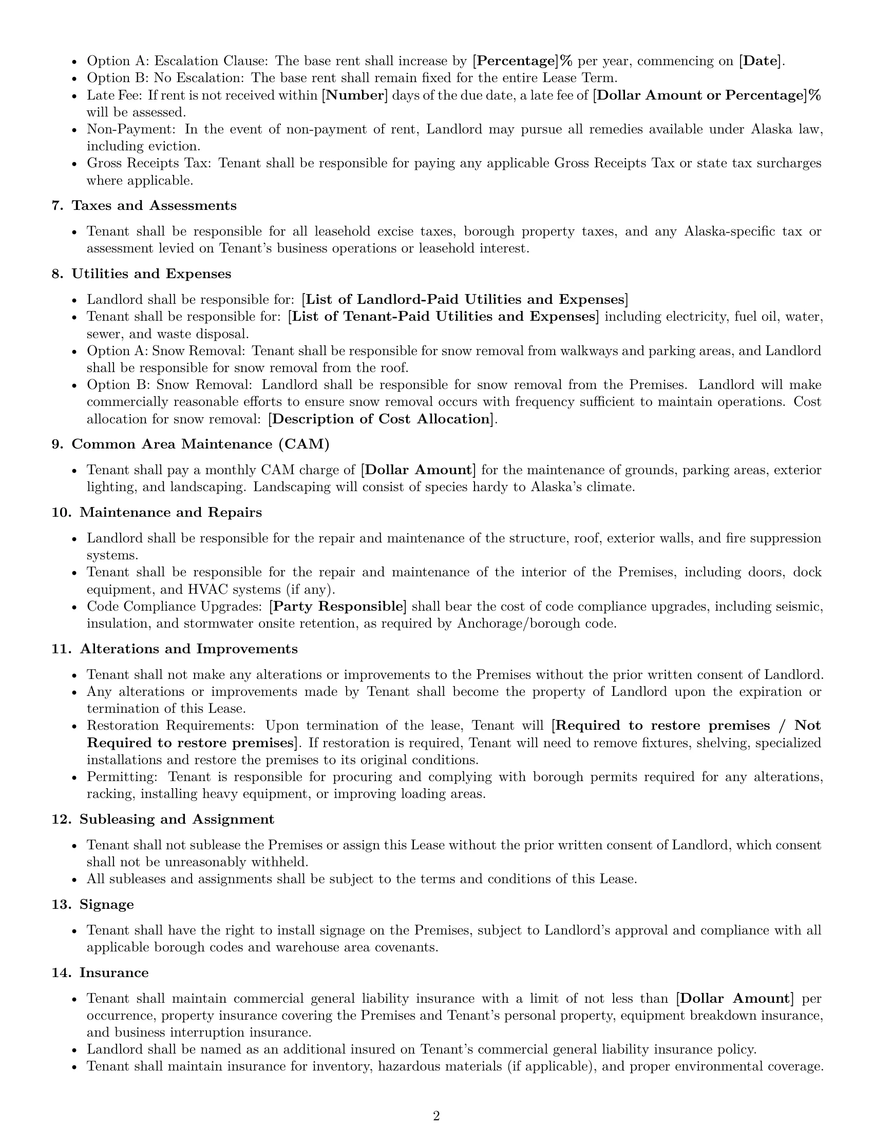 Preview page 2 of Free Alaska warehouse lease agreement template