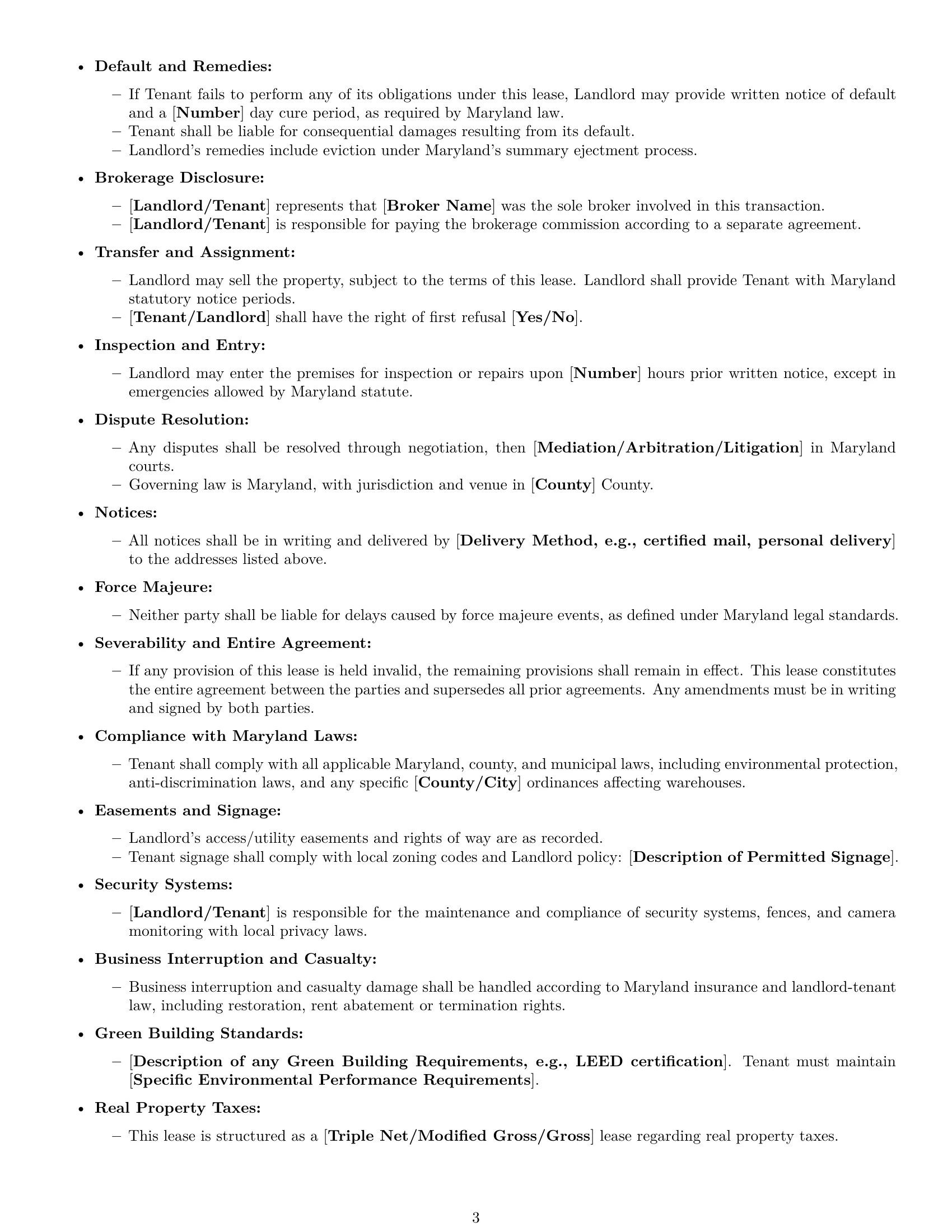 Preview page 3 of Free Maryland warehouse lease agreement template