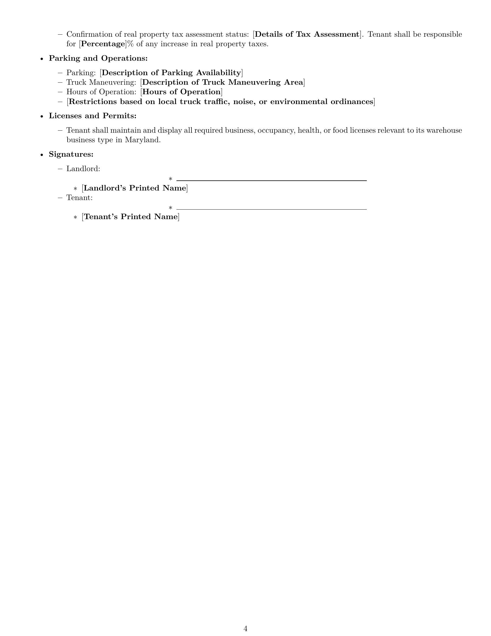 Preview page 4 of Free Maryland warehouse lease agreement template