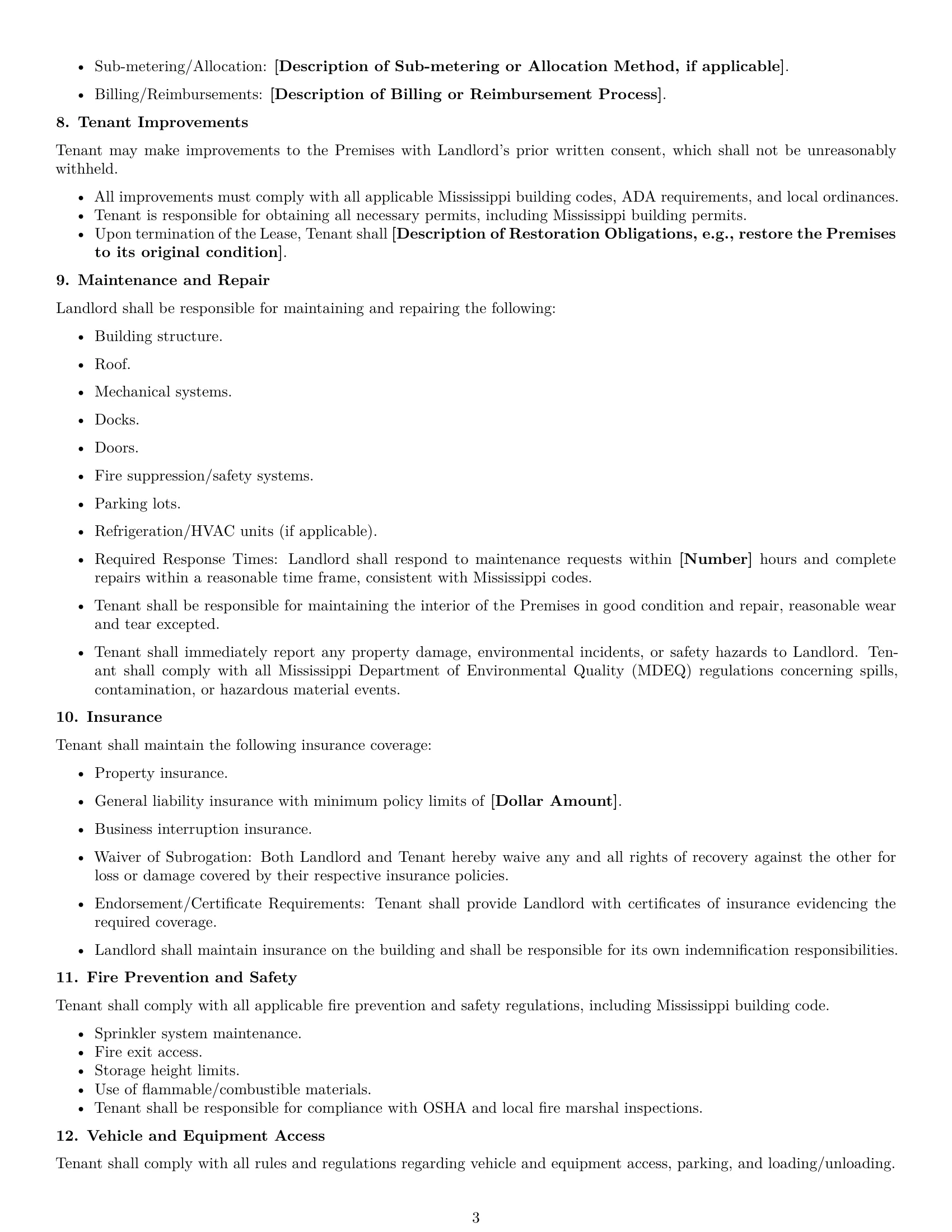 Preview page 3 of Free Mississippi warehouse lease agreement template