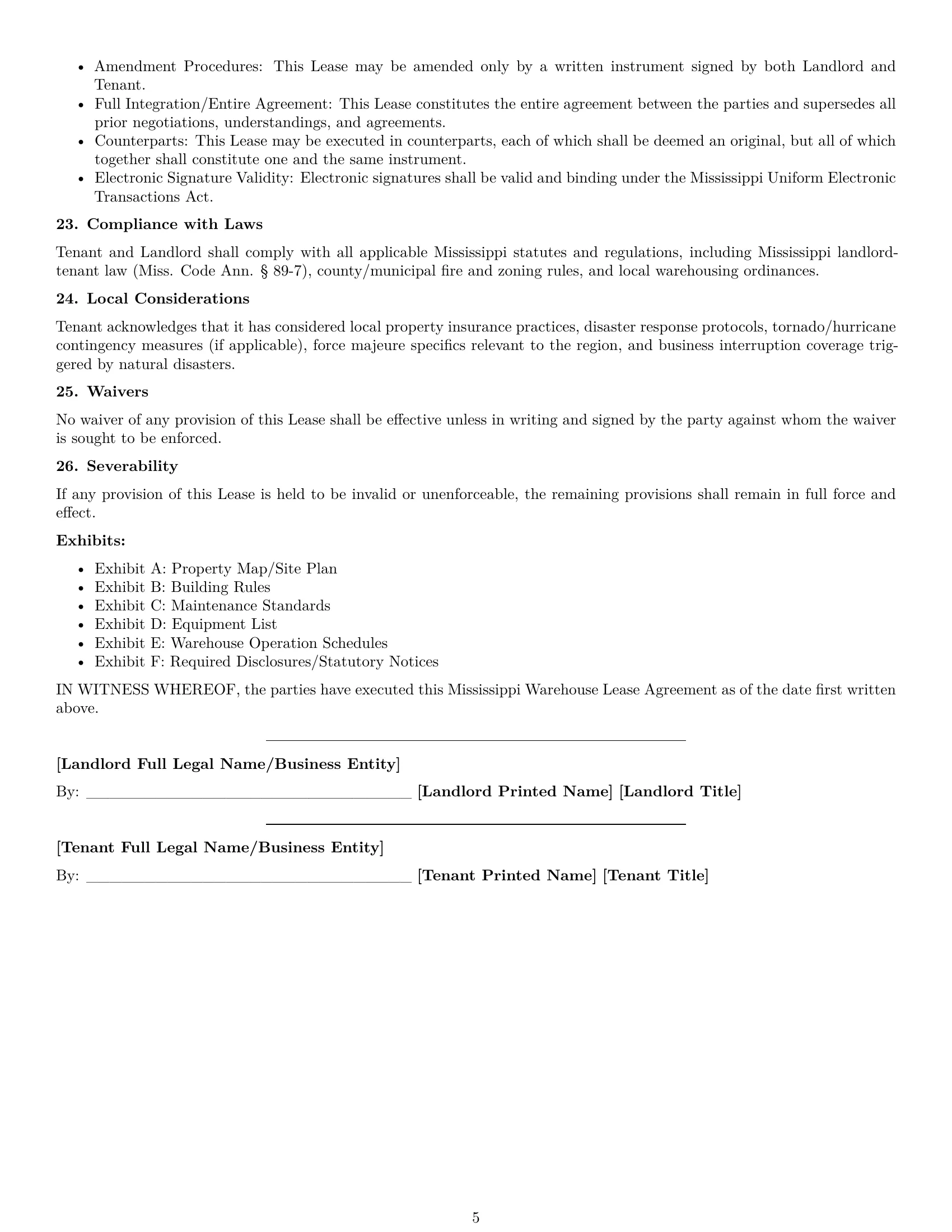 Preview page 5 of Free Mississippi warehouse lease agreement template