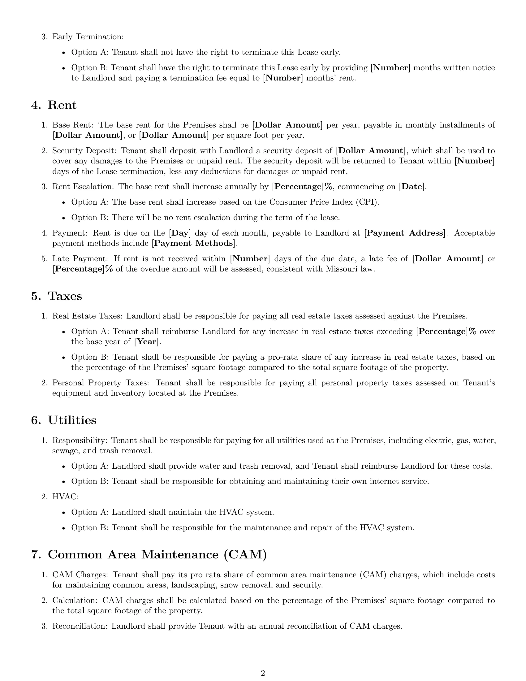 Preview page 2 of Free Missouri warehouse lease agreement template