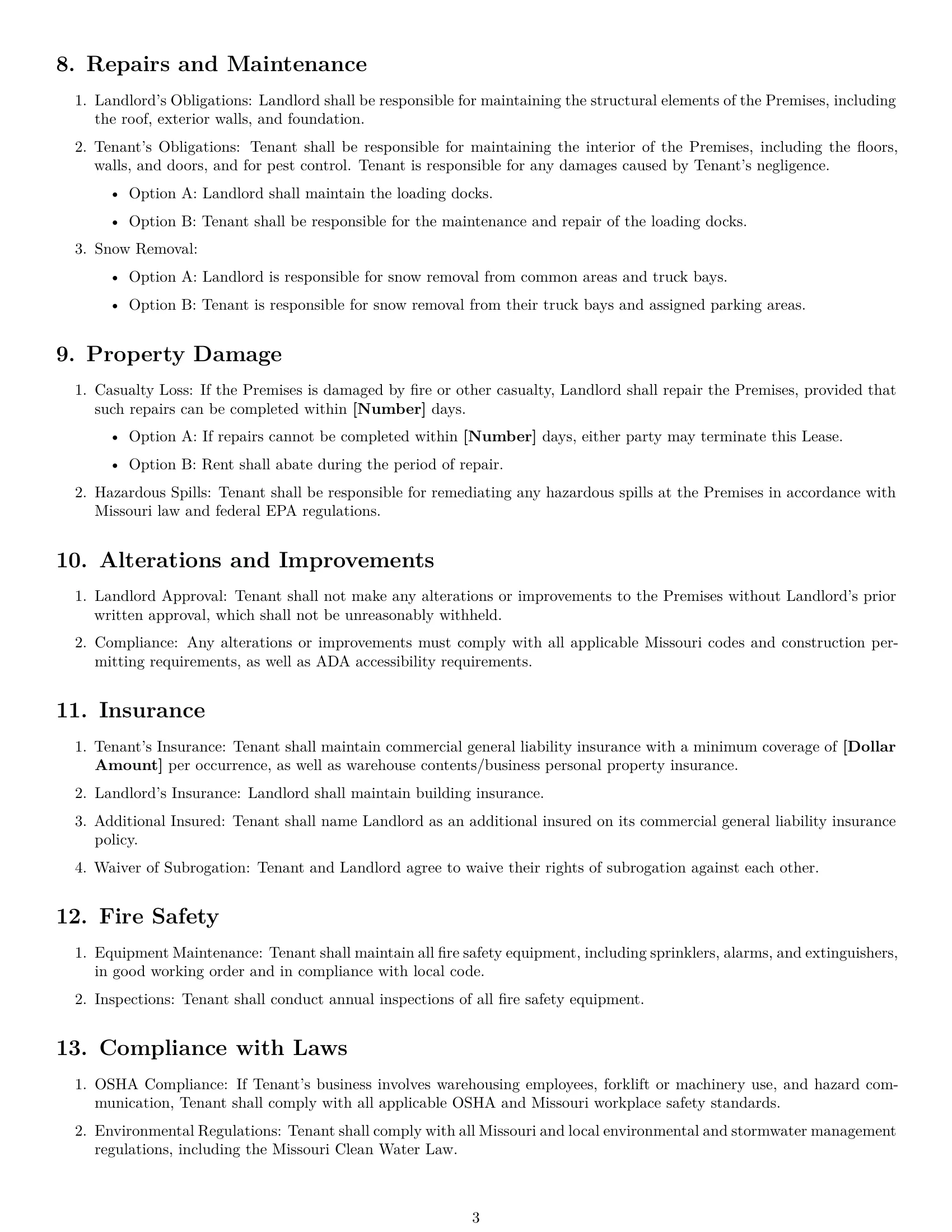 Preview page 3 of Free Missouri warehouse lease agreement template
